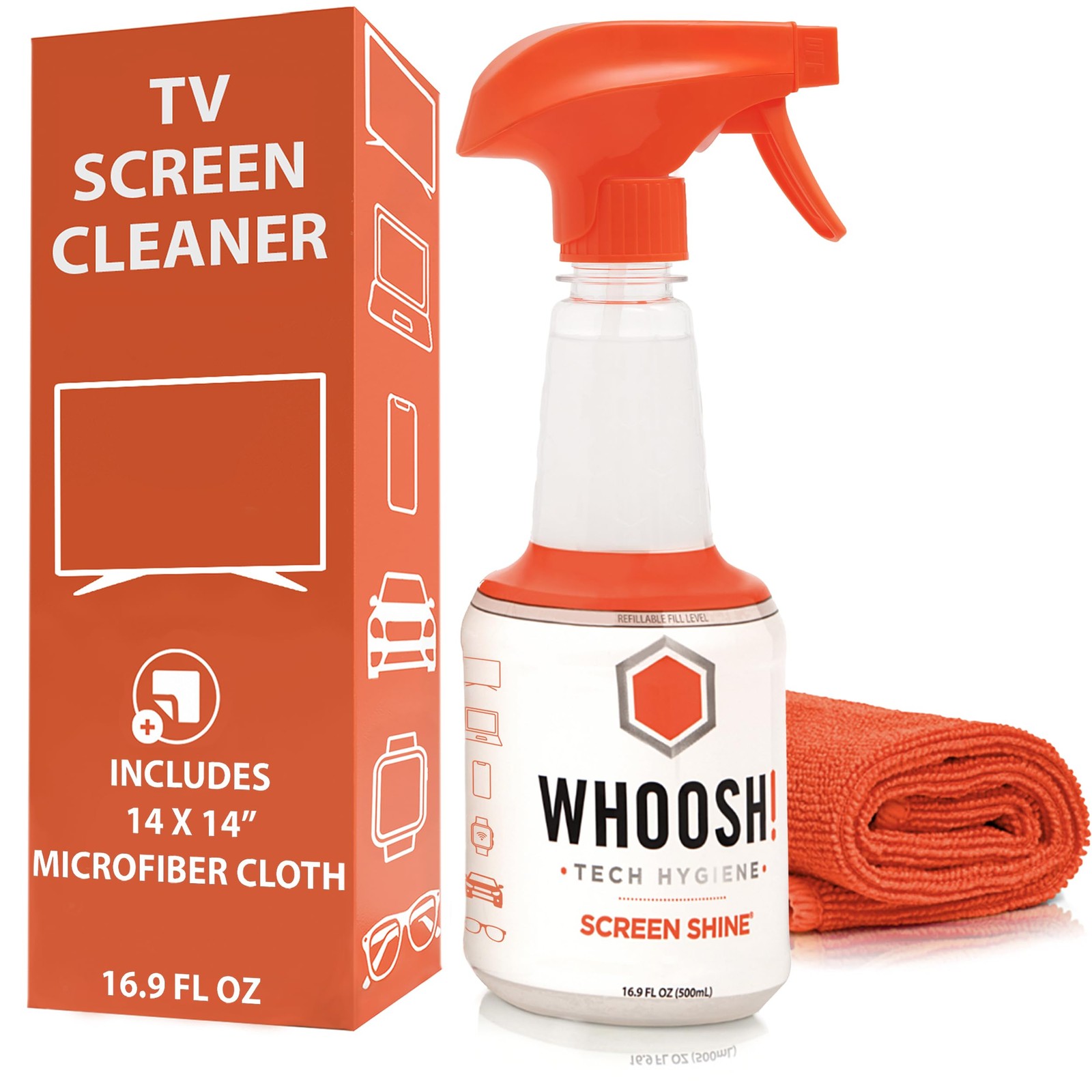  Pro 16.9 fl oz Refillable TV Screen Cleaner & Microfiber Cloth - Streak-Fre...