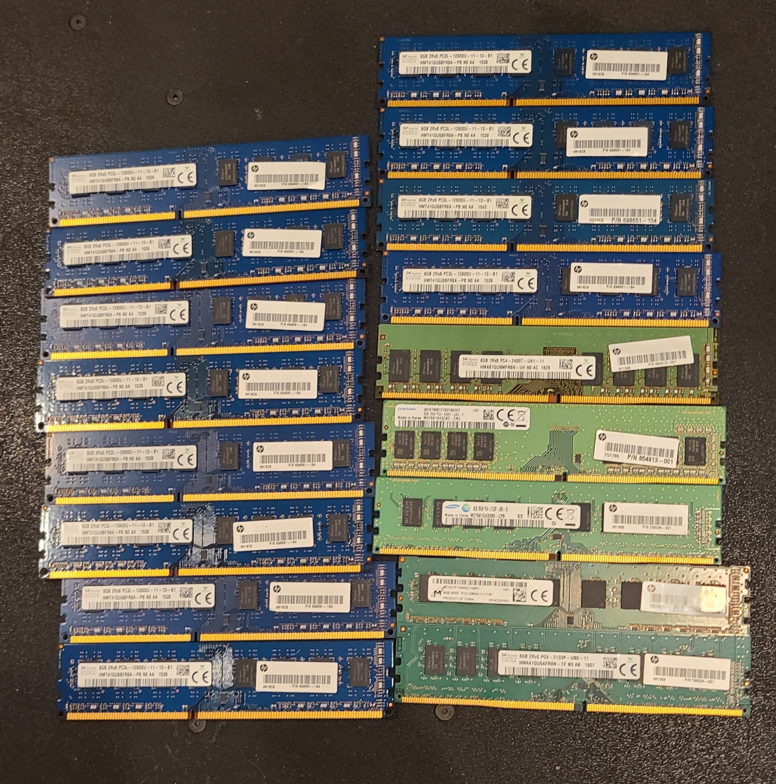 LOT OF 17 - Desktop RAM Modules - 8GB Removed from working computers