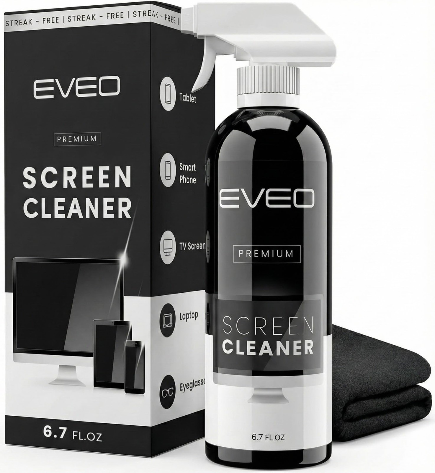 EVEO Screen Cleaner Spray - Large Screen Cleaner Bottle - TV Screen Cleaner, Com