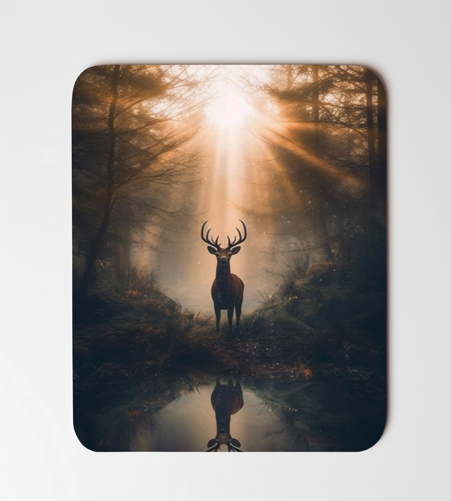 Deer In Forest Nature Art Desk Mouse Pad 8"x9.5" Non Slip Rectangle Mousepad