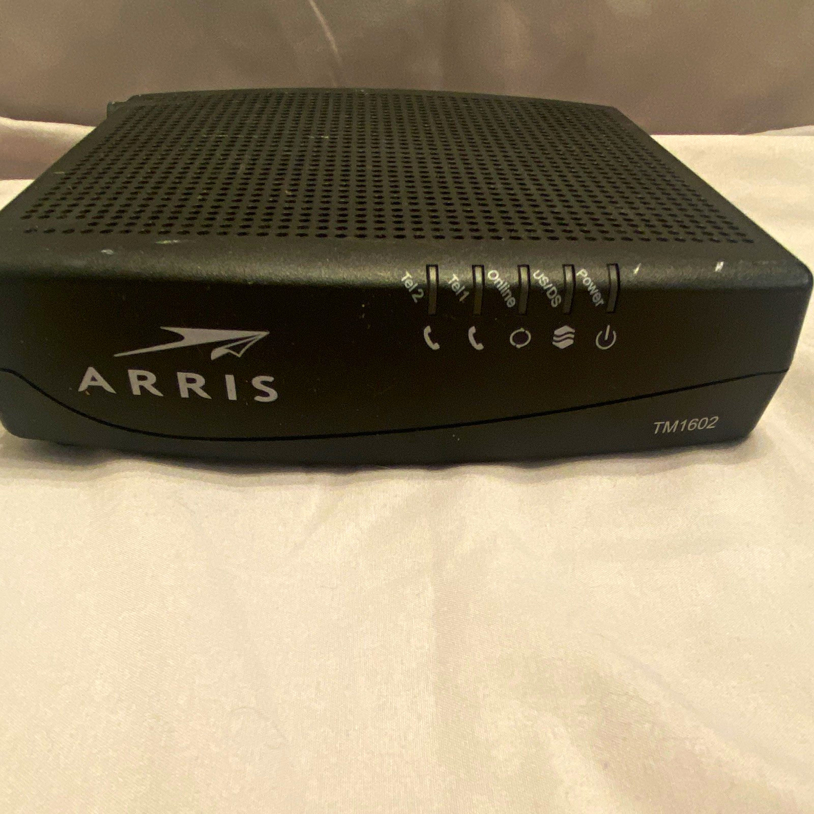 ARRIS TM1602A DOCSIS 3.0 Cable Modem Black, Ethernet RJ-45, RJ-11, Coax