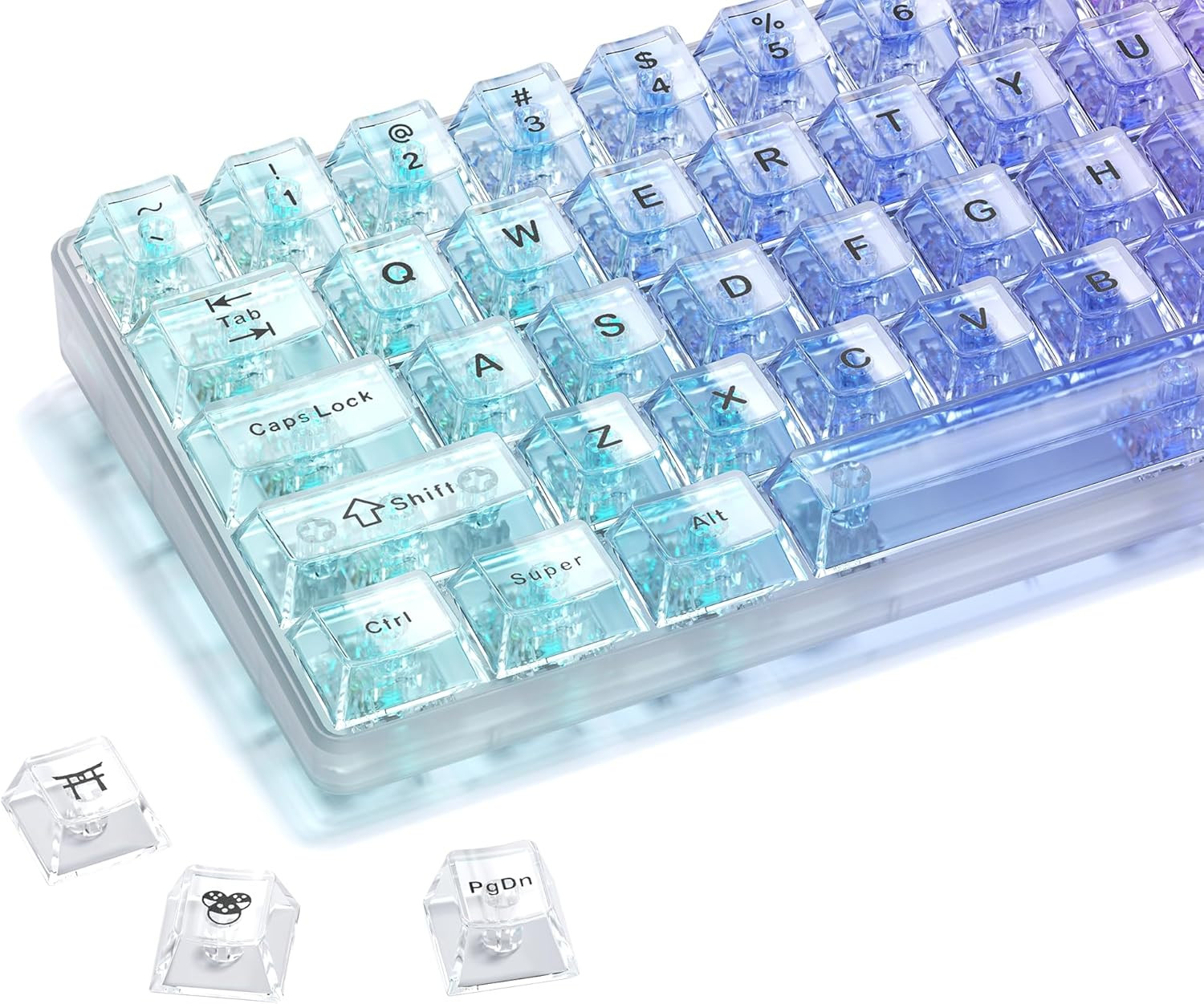 XVX Clear Keycaps, White Transparent Keycaps 60 65 75 100 Percent, Crystal Ceram