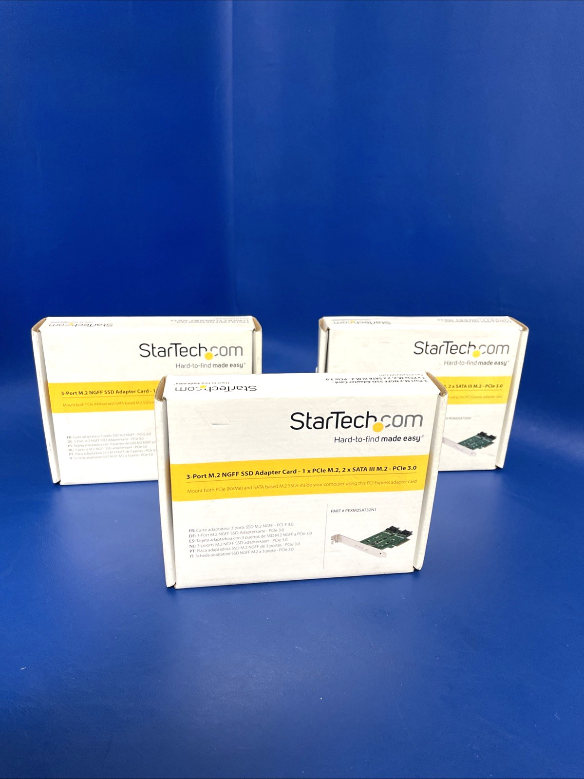 LOT OF 3X StarTech 3-Port M.2 SSD (NGFF) Adapter Card.
