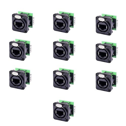 10 Neutrik NE8FDP-B Ethercon Ethernet Pass-Through Panel Mount Connectors -Black