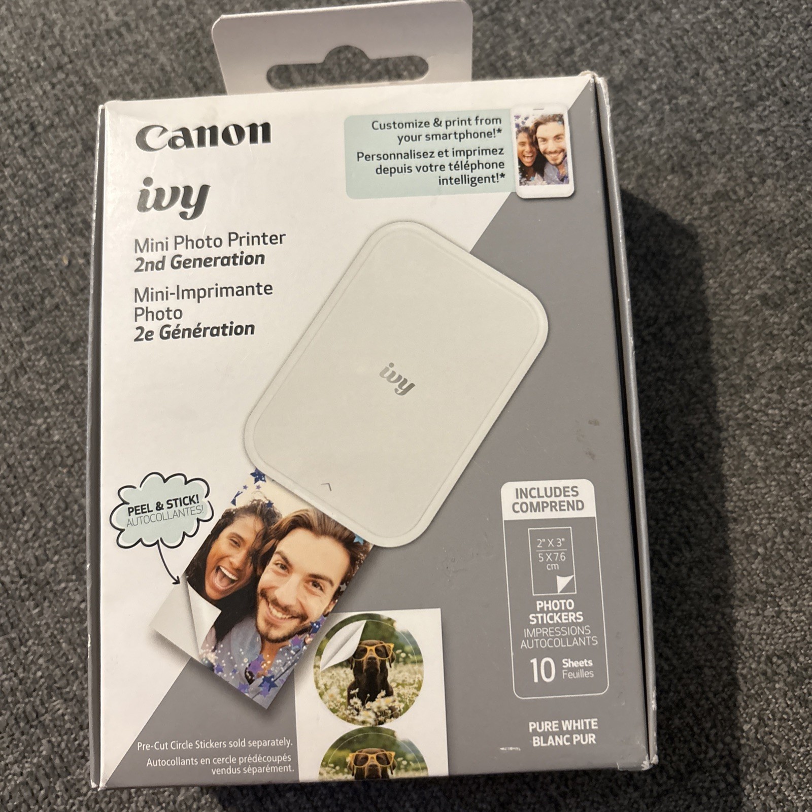 Canon IVY 2 Color Zink Mobile Printer For iOS & Android White NEW
