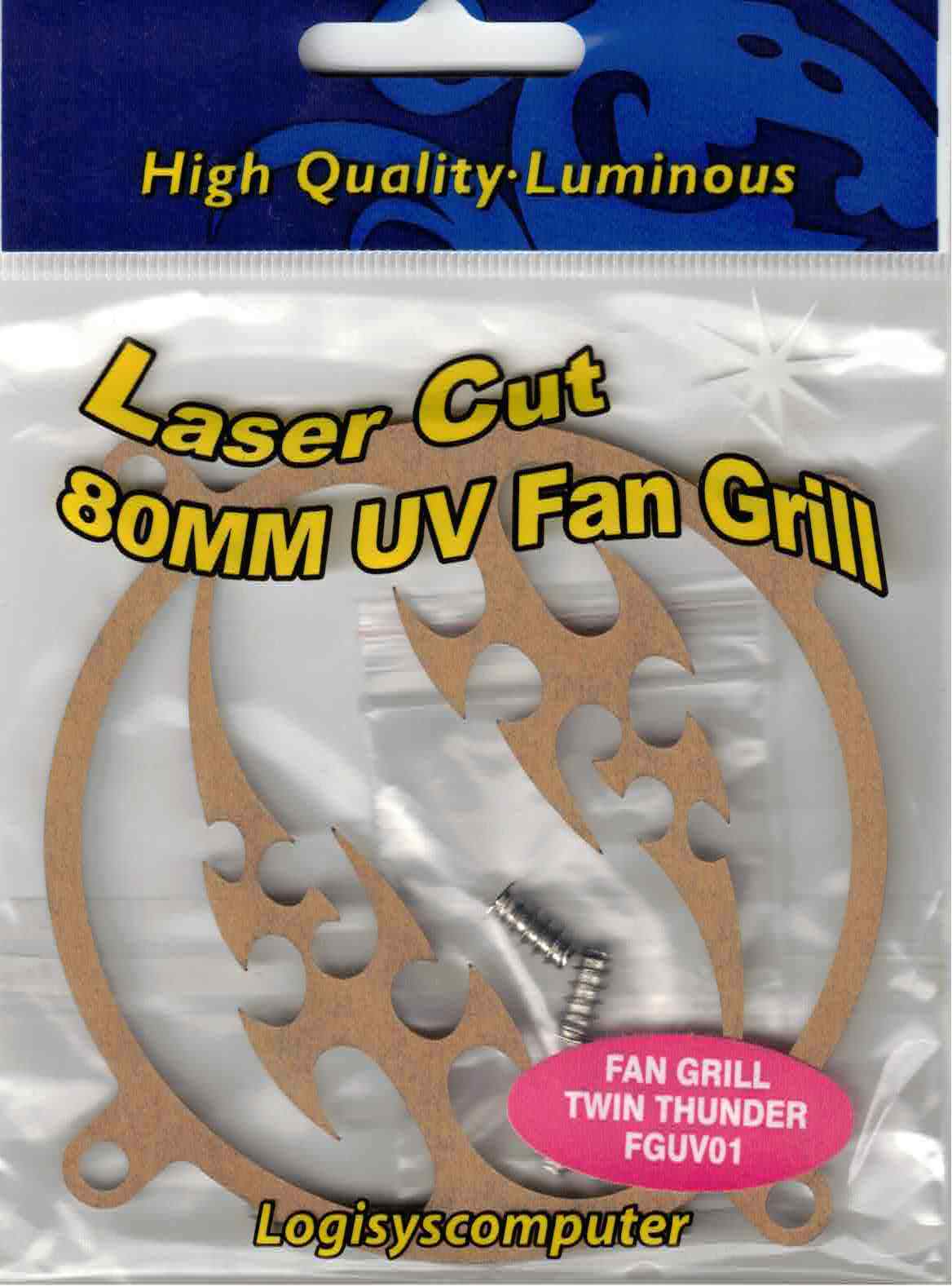 Logisys Computer Laser Cut 80mm UV Fan Grill
