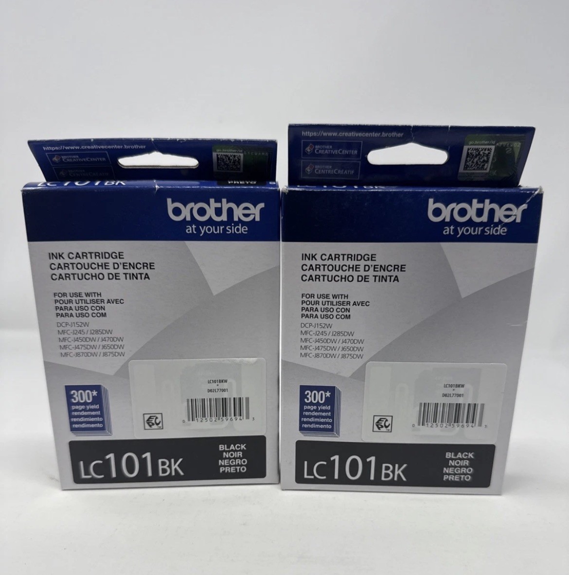 Genuine Original Brother LC101BK Ink Cartridges This is a lot of 2 cartridges