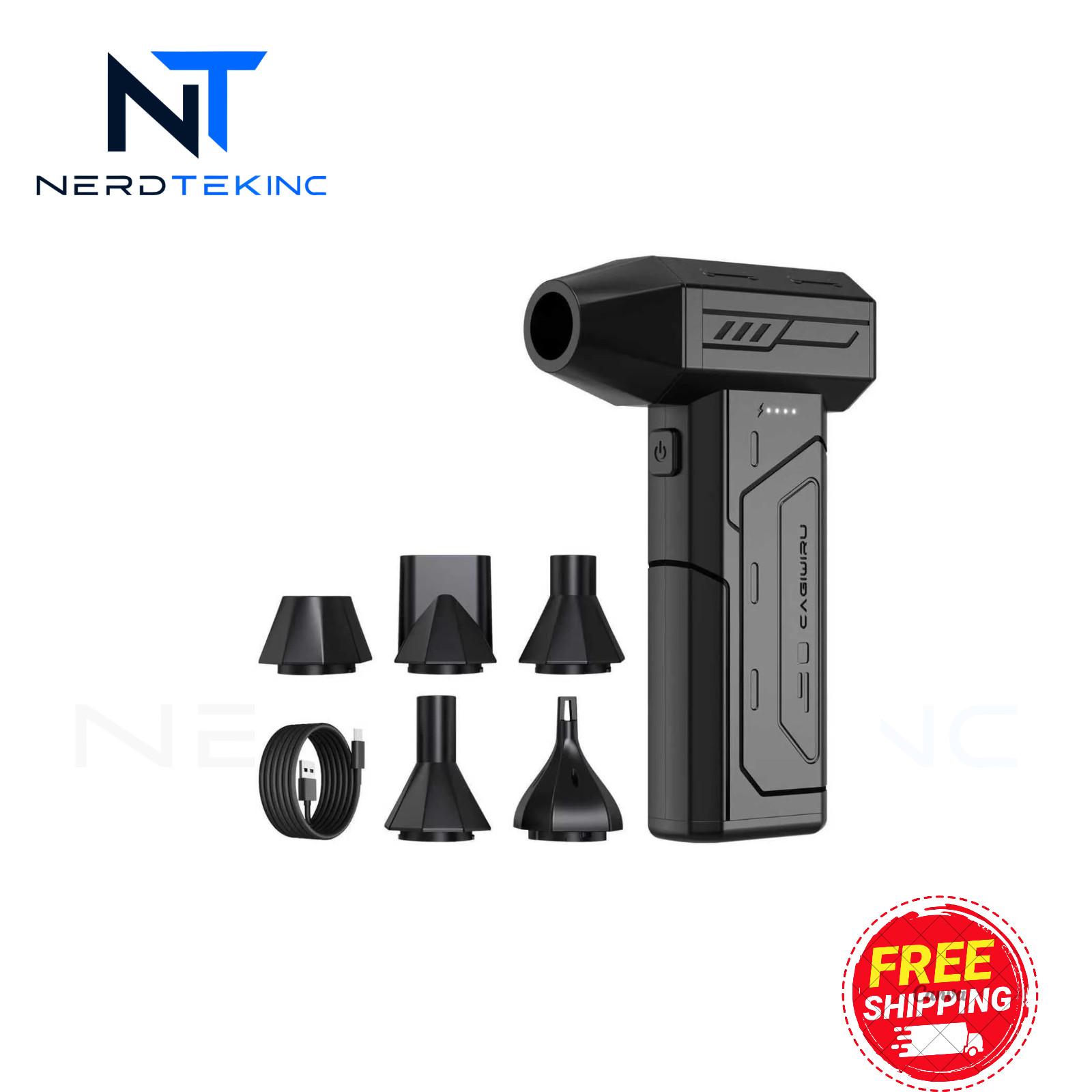 Compressed Air Duster w/ LED Light for PC Keyboard Cleaning Cordless Air Blower