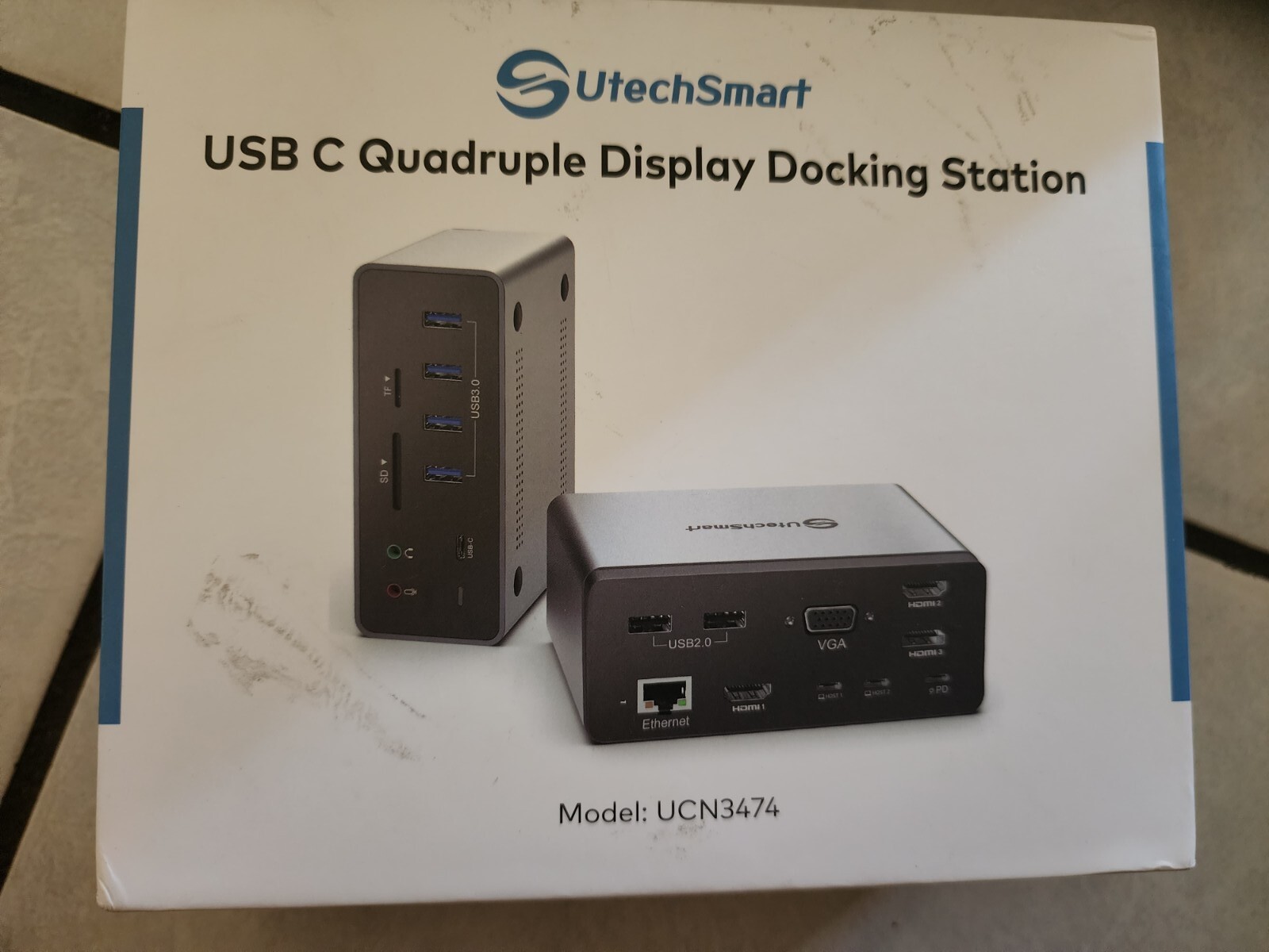 UtechSmartUSB C Quadruple Display Docking Station UCN3474 Open Box 
