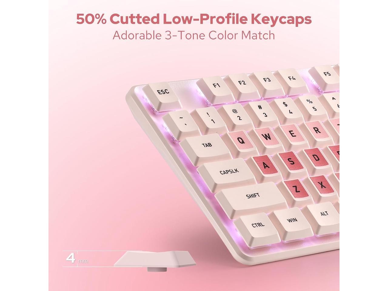 BS8531 Wireless 104-Key Low-Profile Keyboard, 4000 DPI Mouse Combo, 30% Redragon