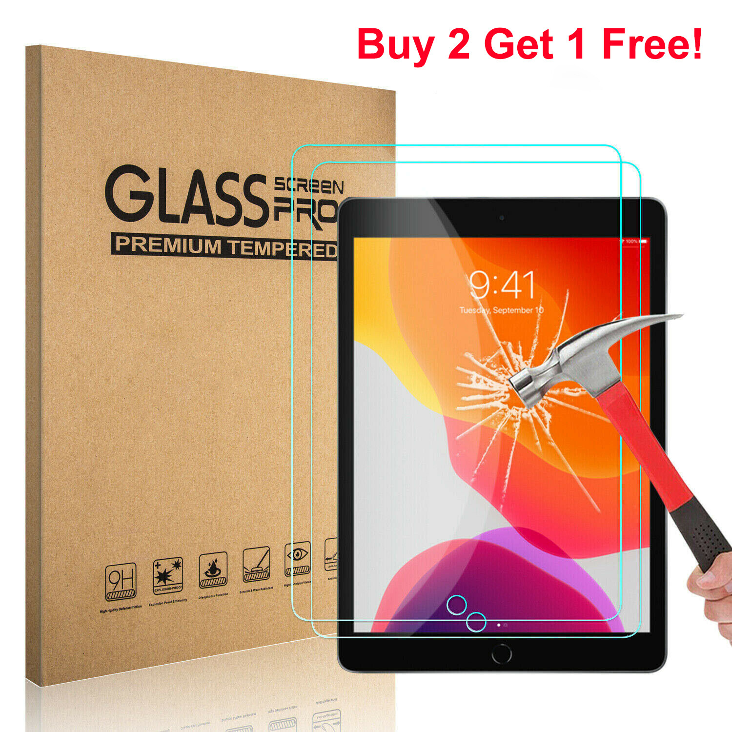 Premium Tempered Glass Screen Protector For Apple iPad 8th Generation 10.2" 2020