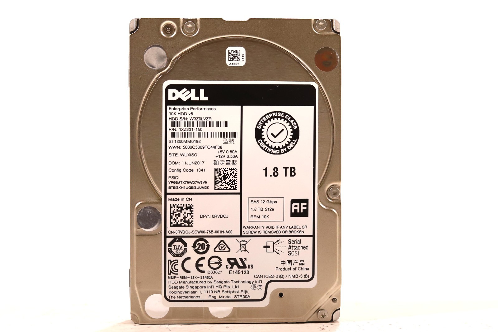 Dell ST1800MM0198 1.8TB 2.5" 12Gb/s 10K RPM SAS Drive Dell P/N: 0RVDCJ Tested
