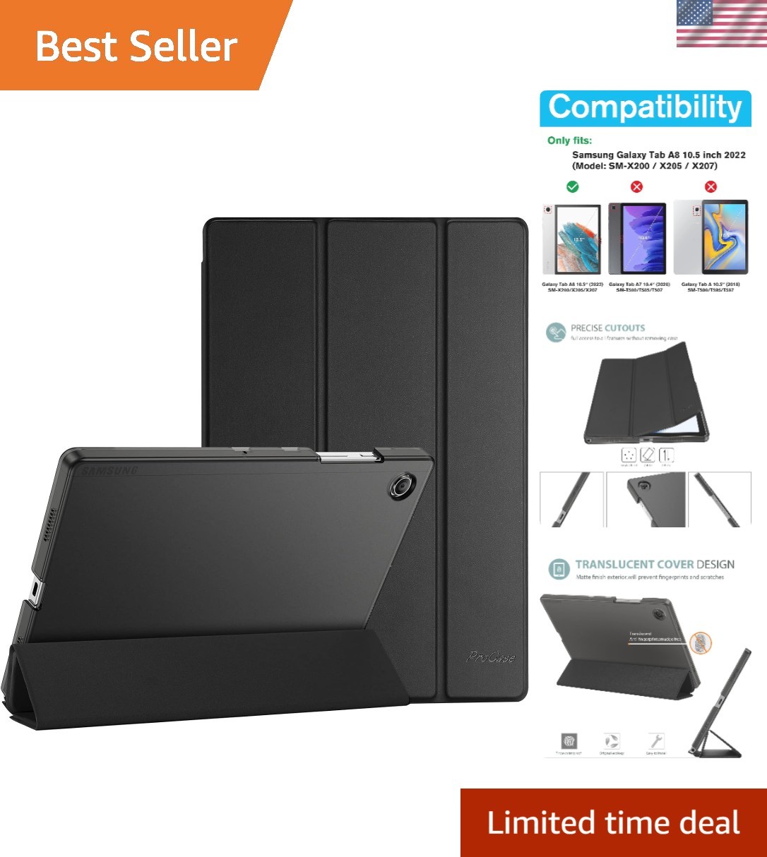Translucent Frosted Back Hard Case for Galaxy Tab A8 10.5 - Ultimate Protection