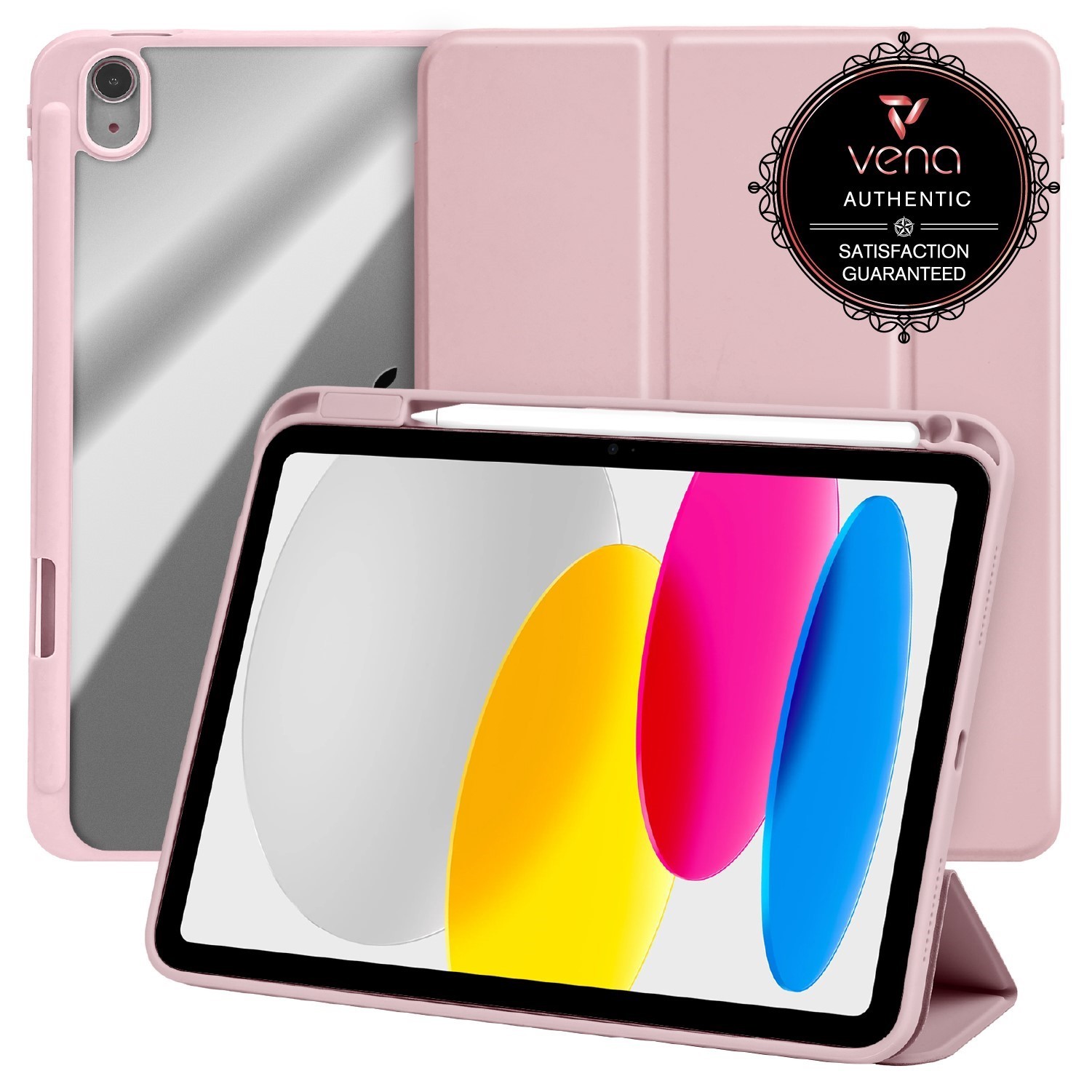 Vena For Apple iPad A16 Case Clear iPad 10th Generation Case Cover Pencil Holder