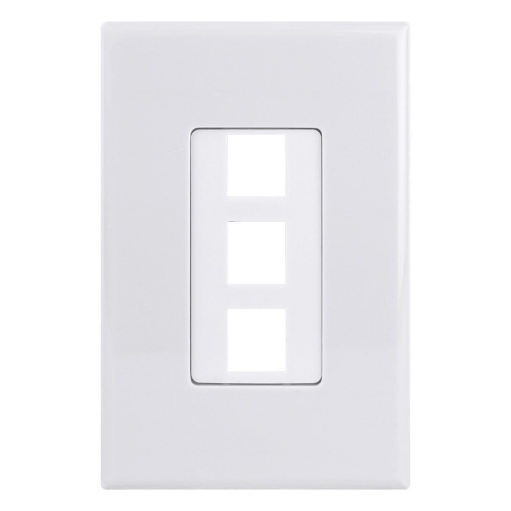 Construct Pro 3-Port Keystone Wall Plate with Screwless Face (White)