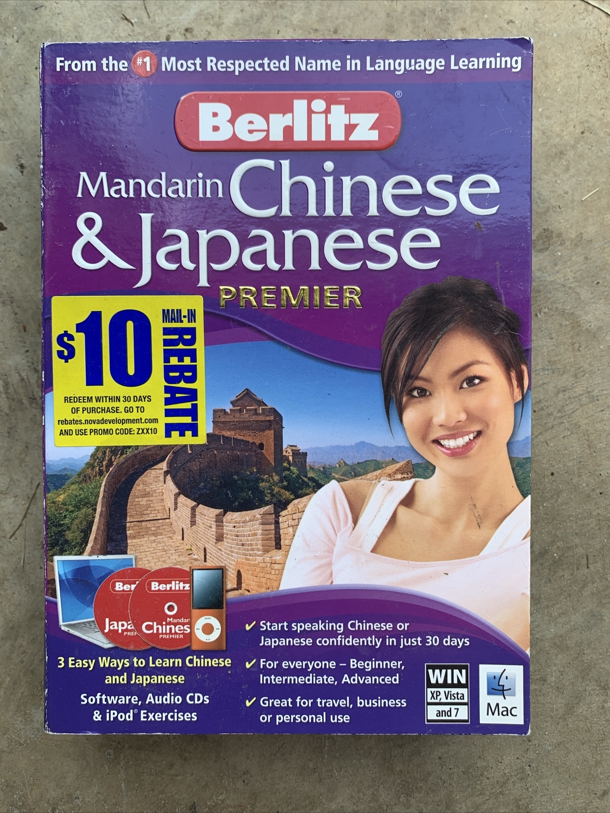 New Berlitz Mandarin Chinese & Japanese Premier audio CDs Windows Mac 