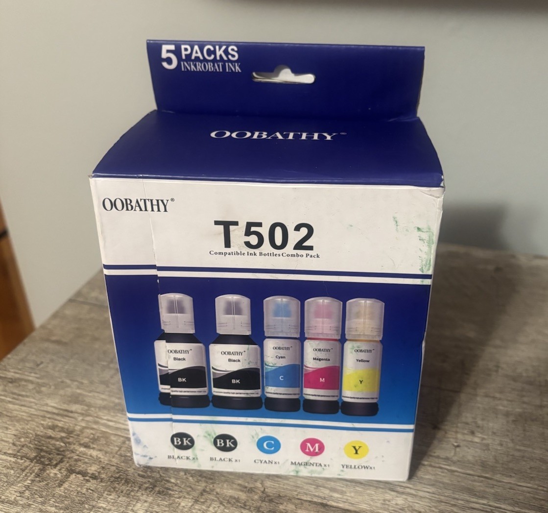 OOBATHY T502 Compatible Ink Refill Bottles 5 Pack Epson EcoTank NEW SEALED