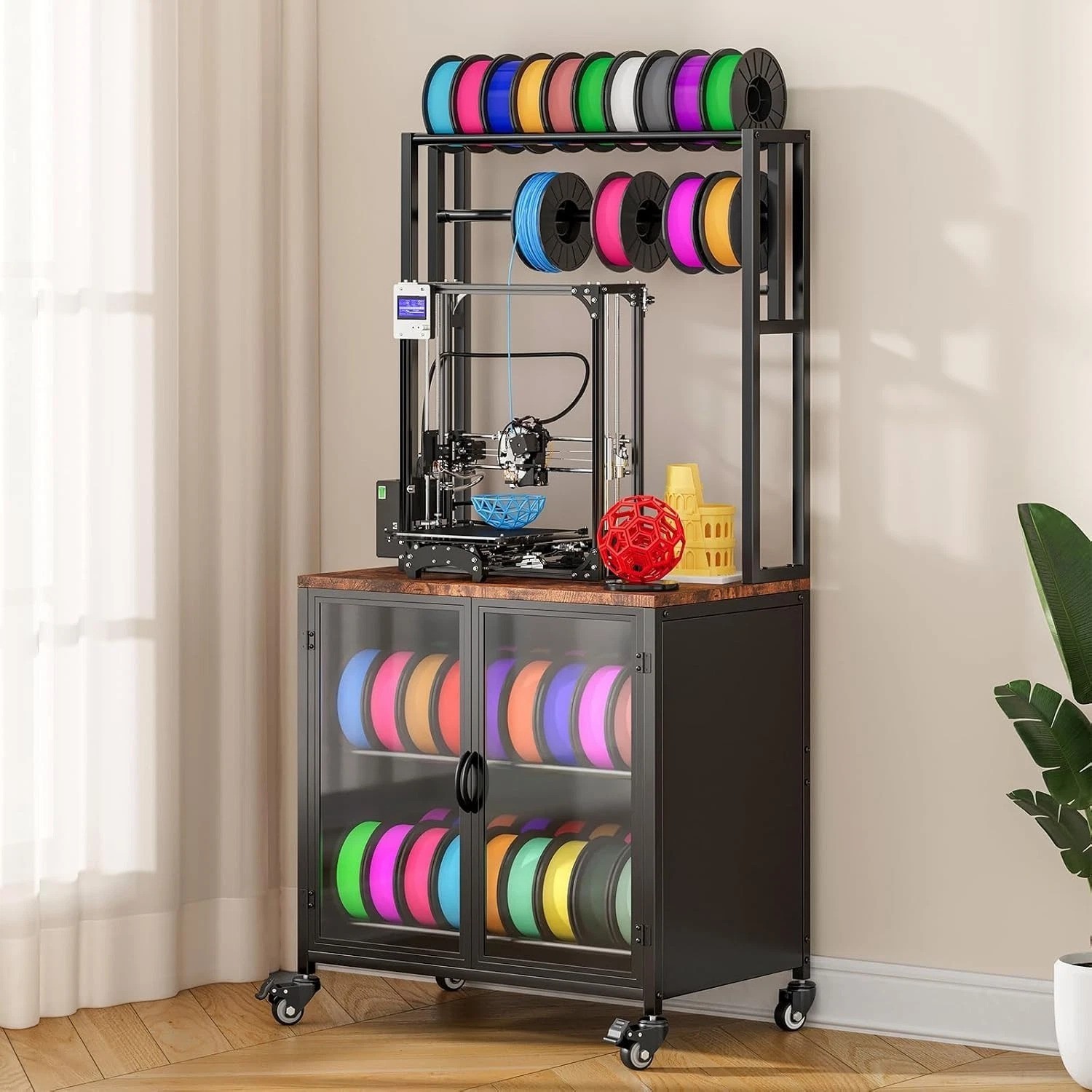 3D Printer Stand with Filament Storage, 29.5" x 18.9" Dustproof and Moisture-...
