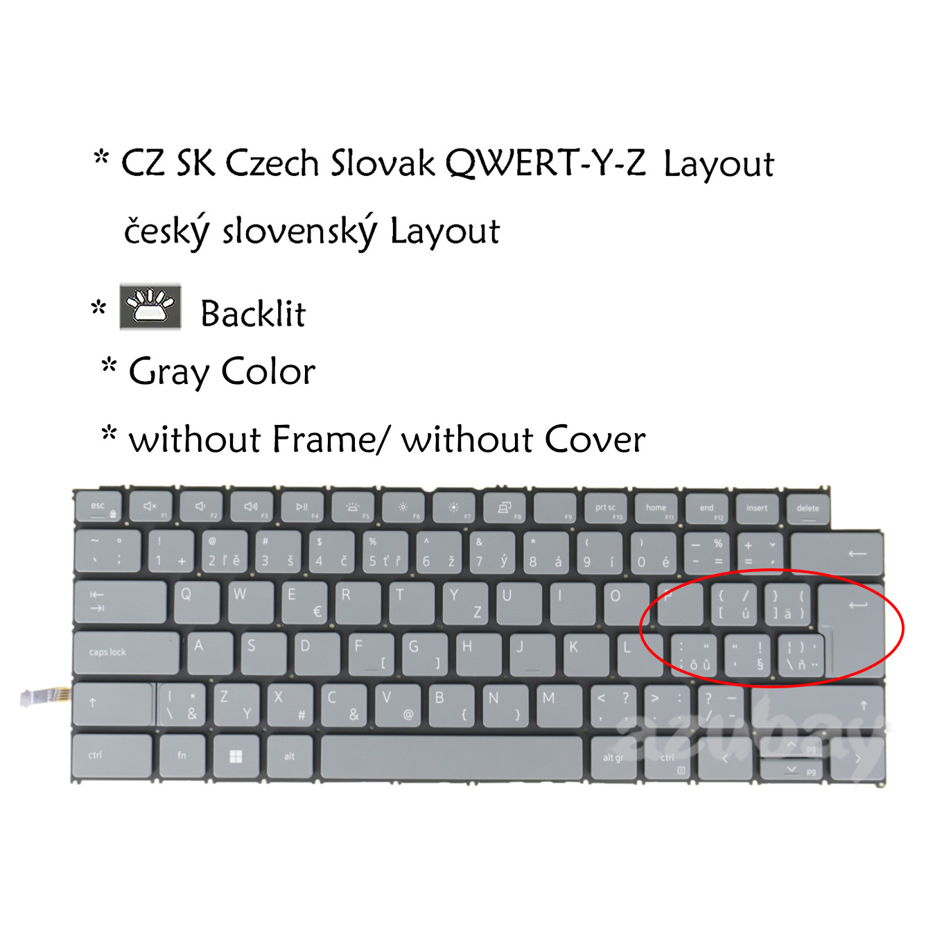 Czech Slovak Keyboard For DELL Inspiron 5410 2in1, 7415 2in1, 7420 2in1 Backlit