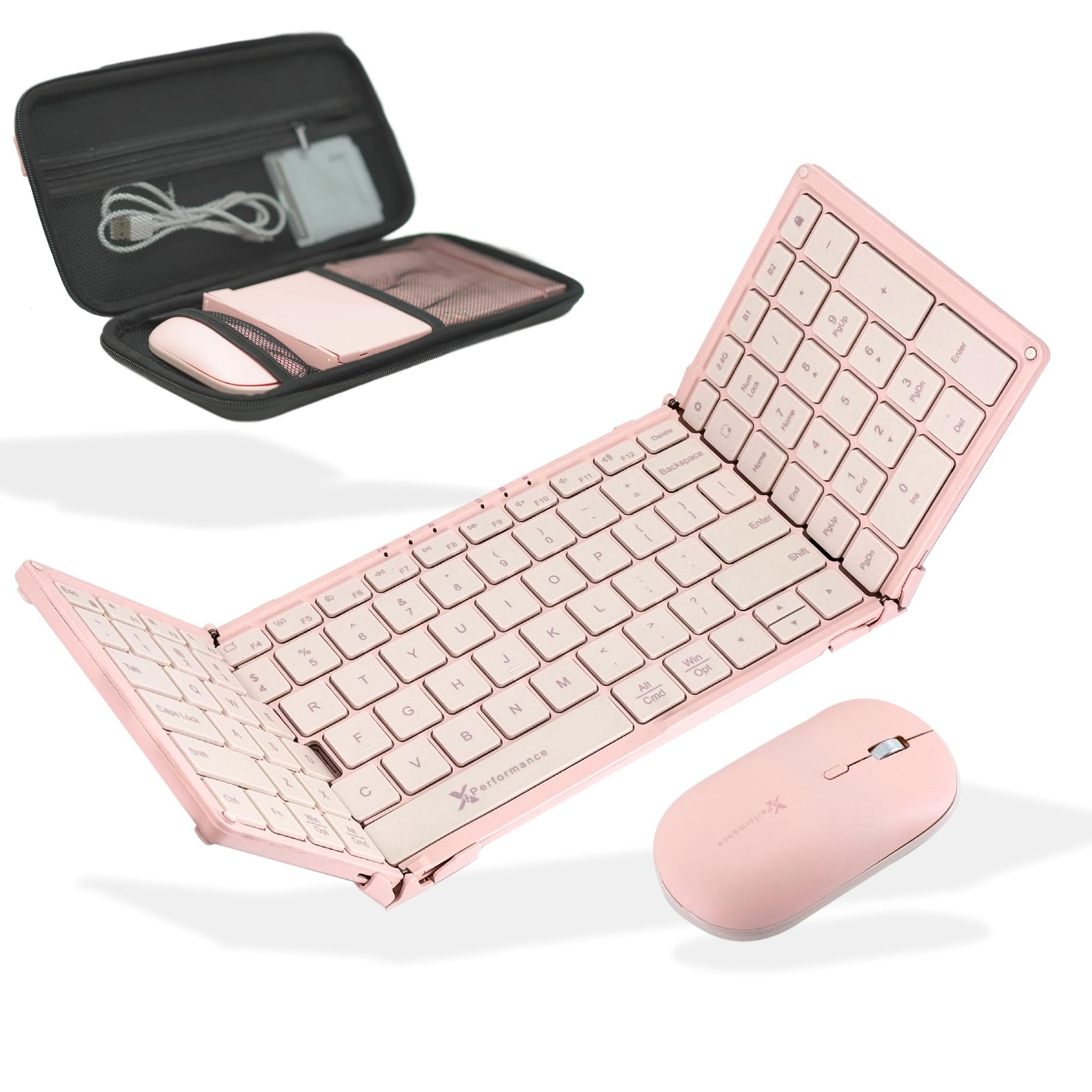 X9 Performance Foldable Keyboard and Mouse Wireless BT + 2.4G  Portable Trave...