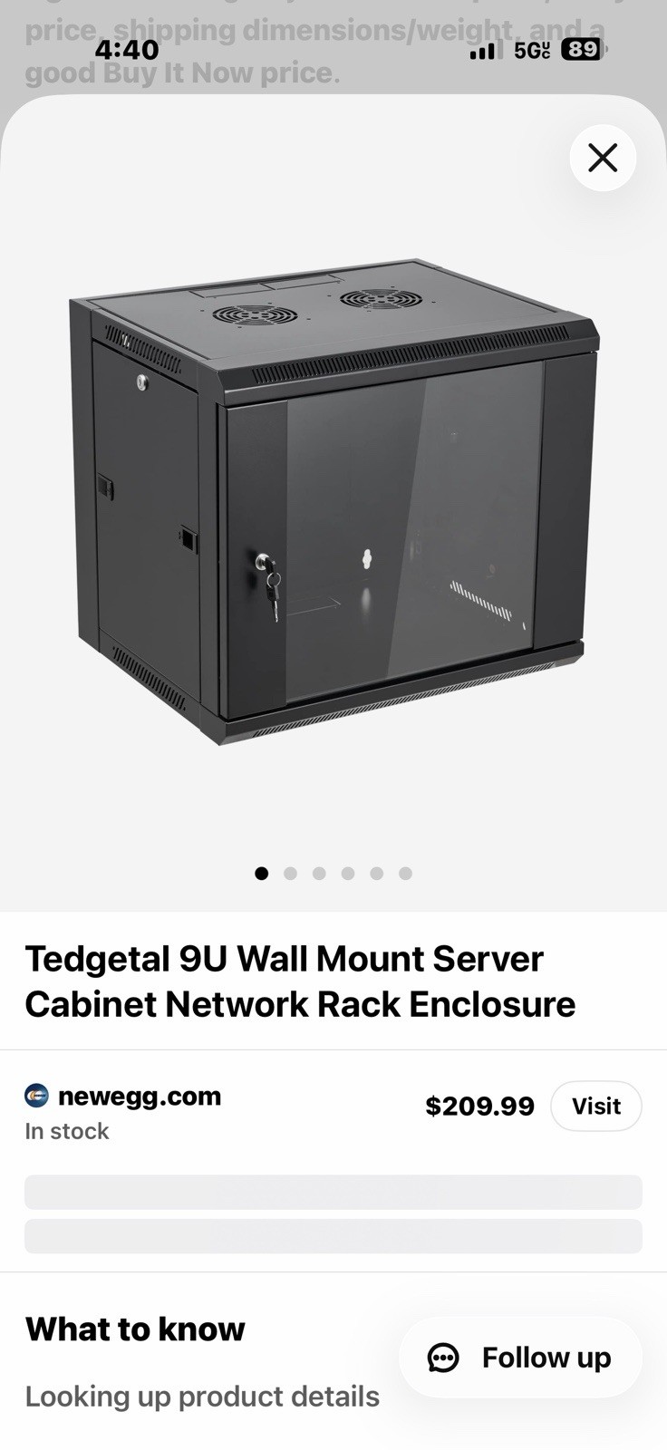 Tedgetal 9U Wall Mount Server Cabinet Network Rack Enclosure NEW
