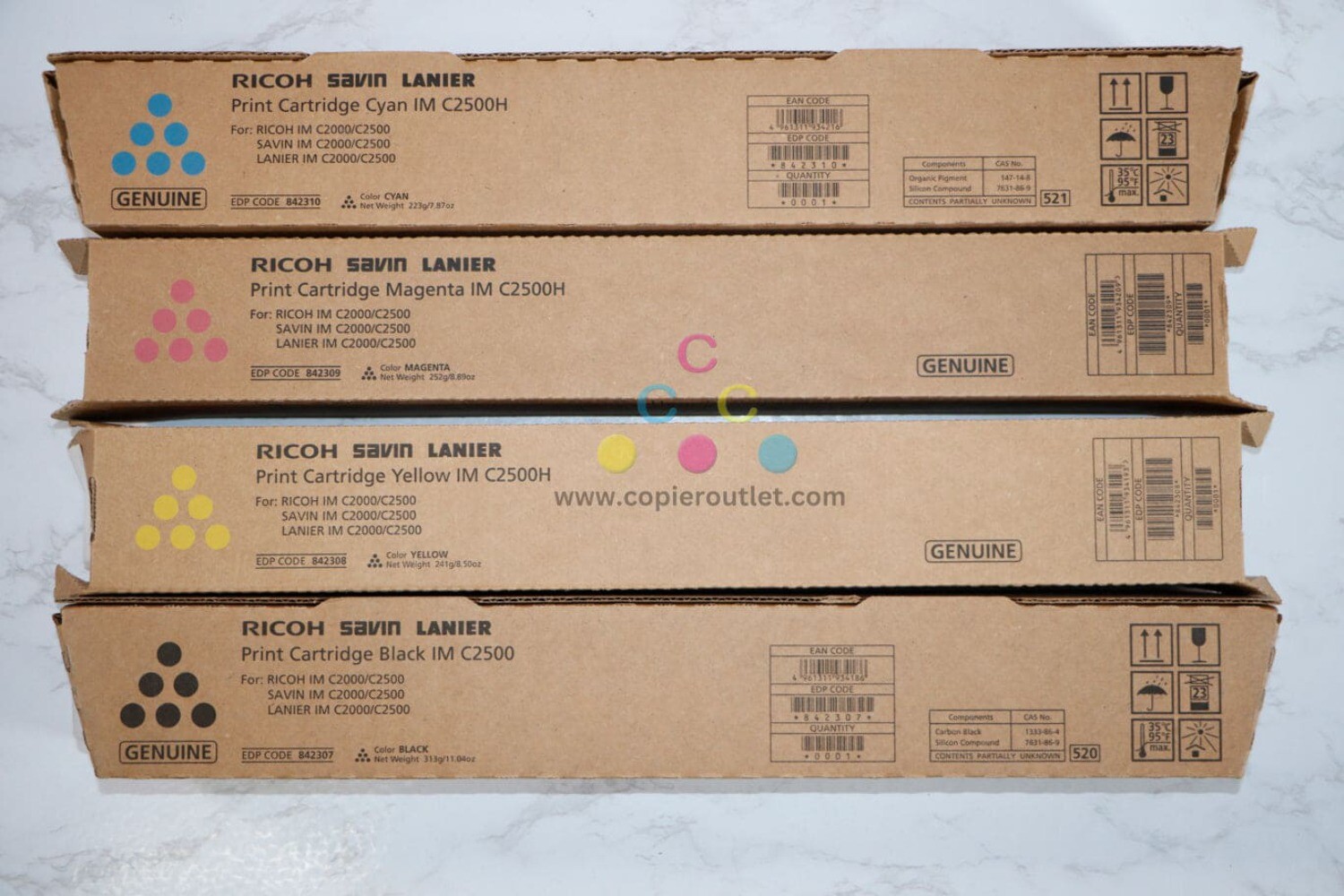 New OEM Ricoh IM C2500H,IM C2000 CMYK Toner Set 842307,842308,842309,842310