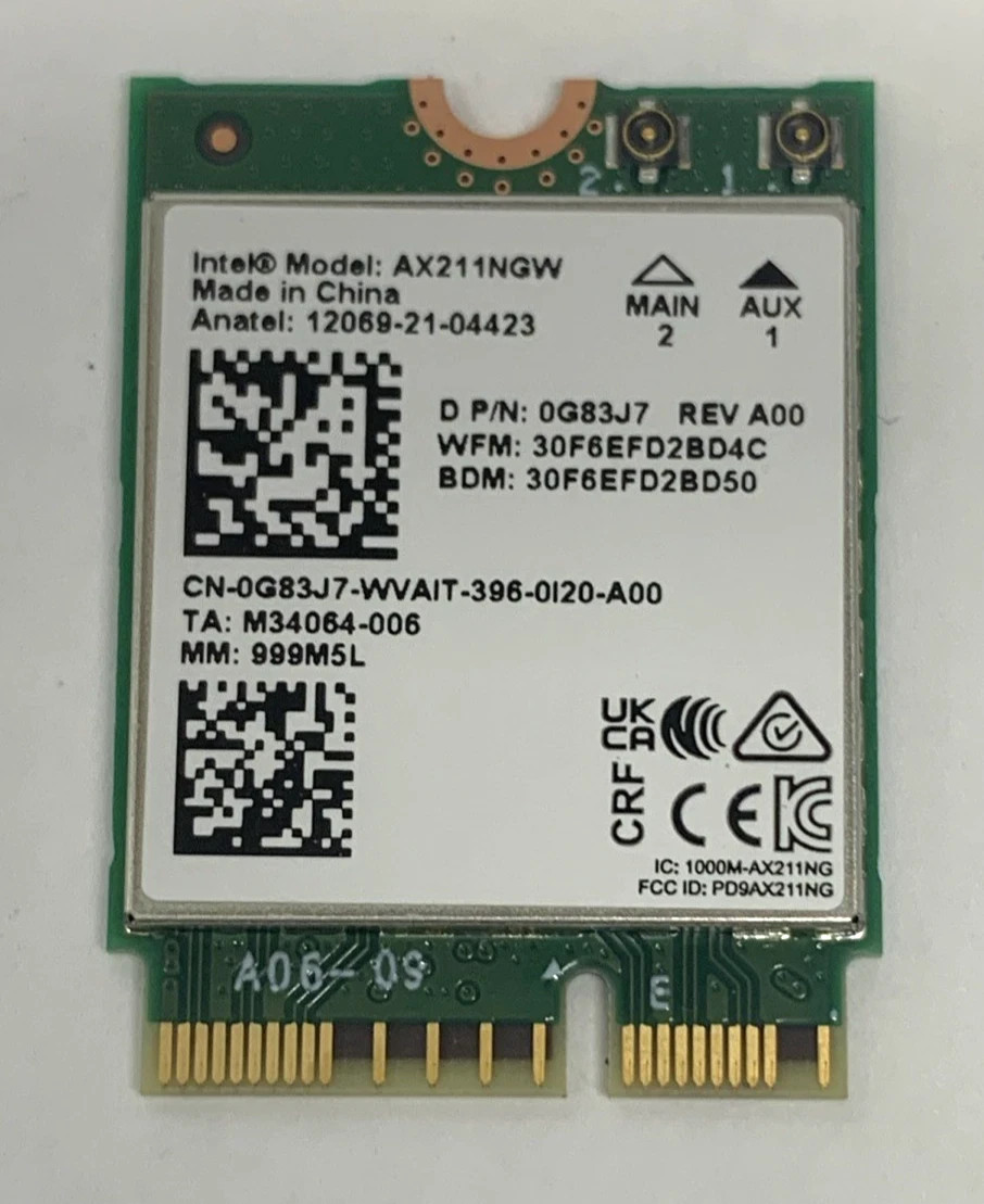 GENUINE DELL LATITUDE 5530 LAPTOP WIRELESS WIFI CARD G83J7 0G83J7
