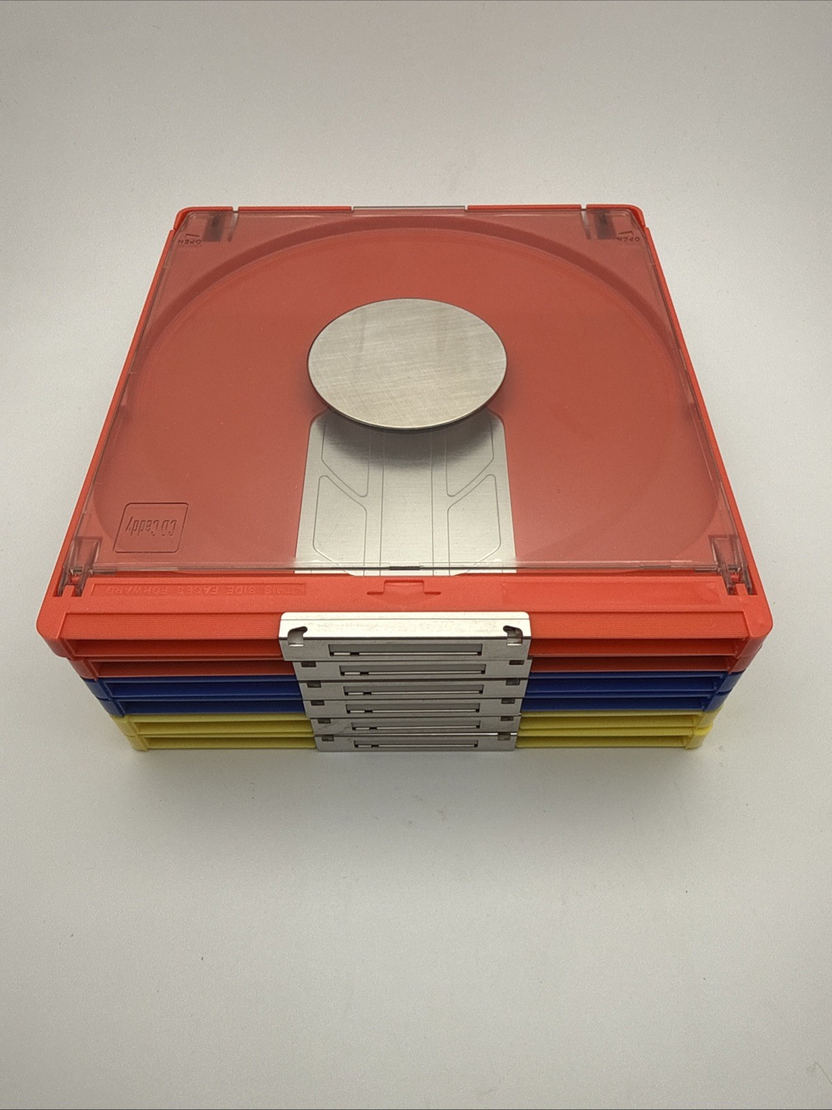 (6) CD-ROM Cartridge Drives CD Caddy Vintage Apple Load Tray Red, Blue, Yellow