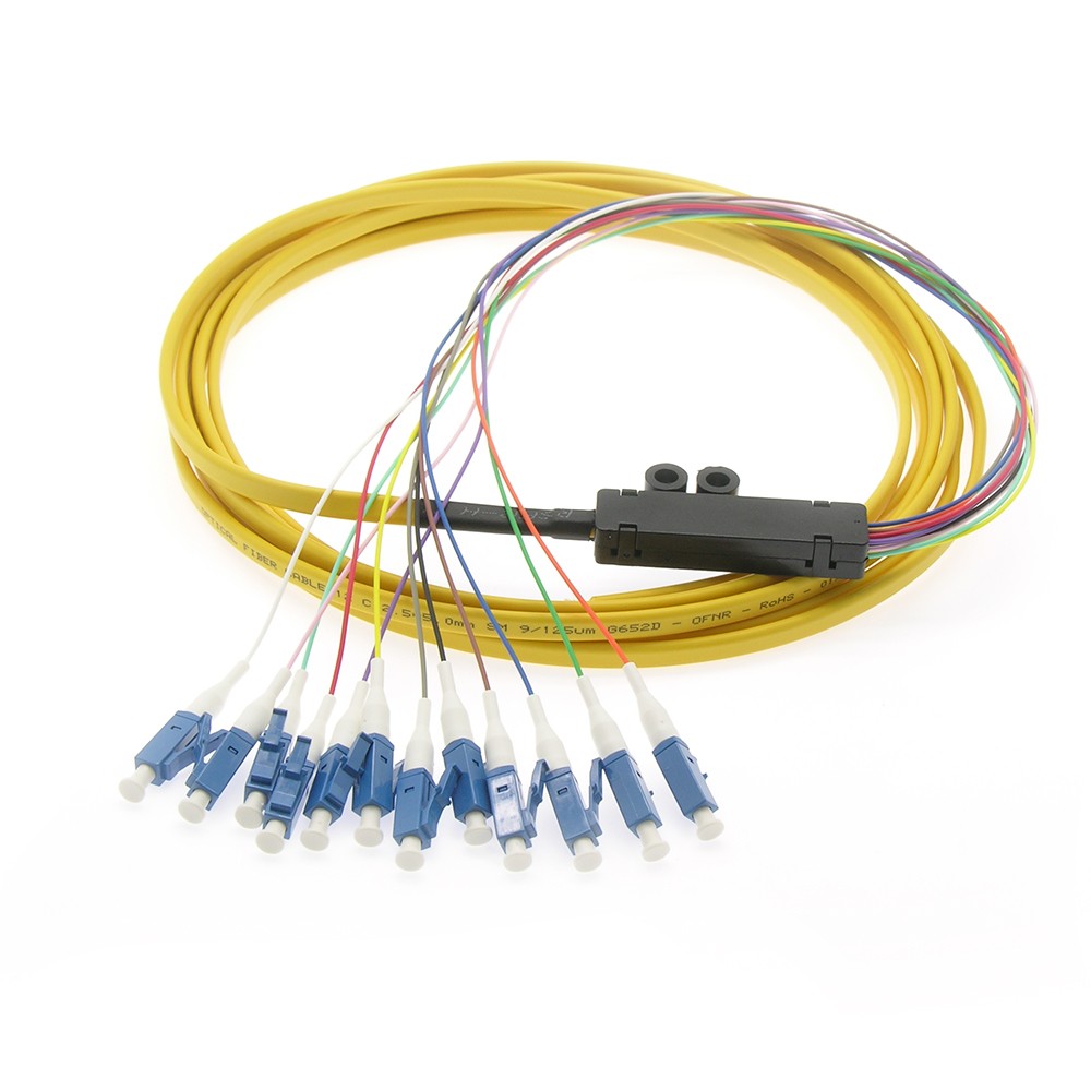 20 Pack of 3m 12-Fiber LC/UPC Singlemode Flat Ribbon Pigtail Yellow