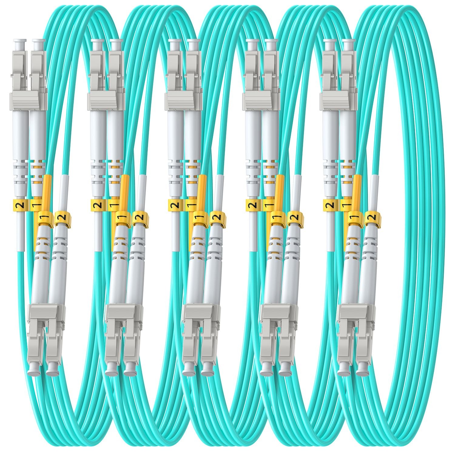 Multimode OM4 LC To LC Fiber Cable Duplex Networking Fits 2m/6ft 5 PCS