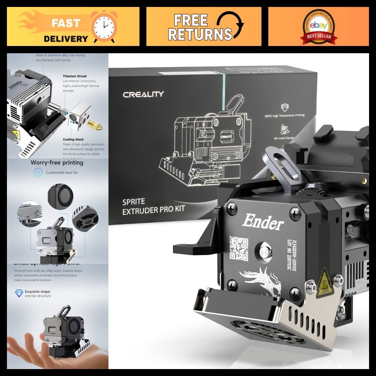 Upgrade Direct Drive Extruder Kit for Ender 3/CR-10 - Supports BL Touch/CR Touch