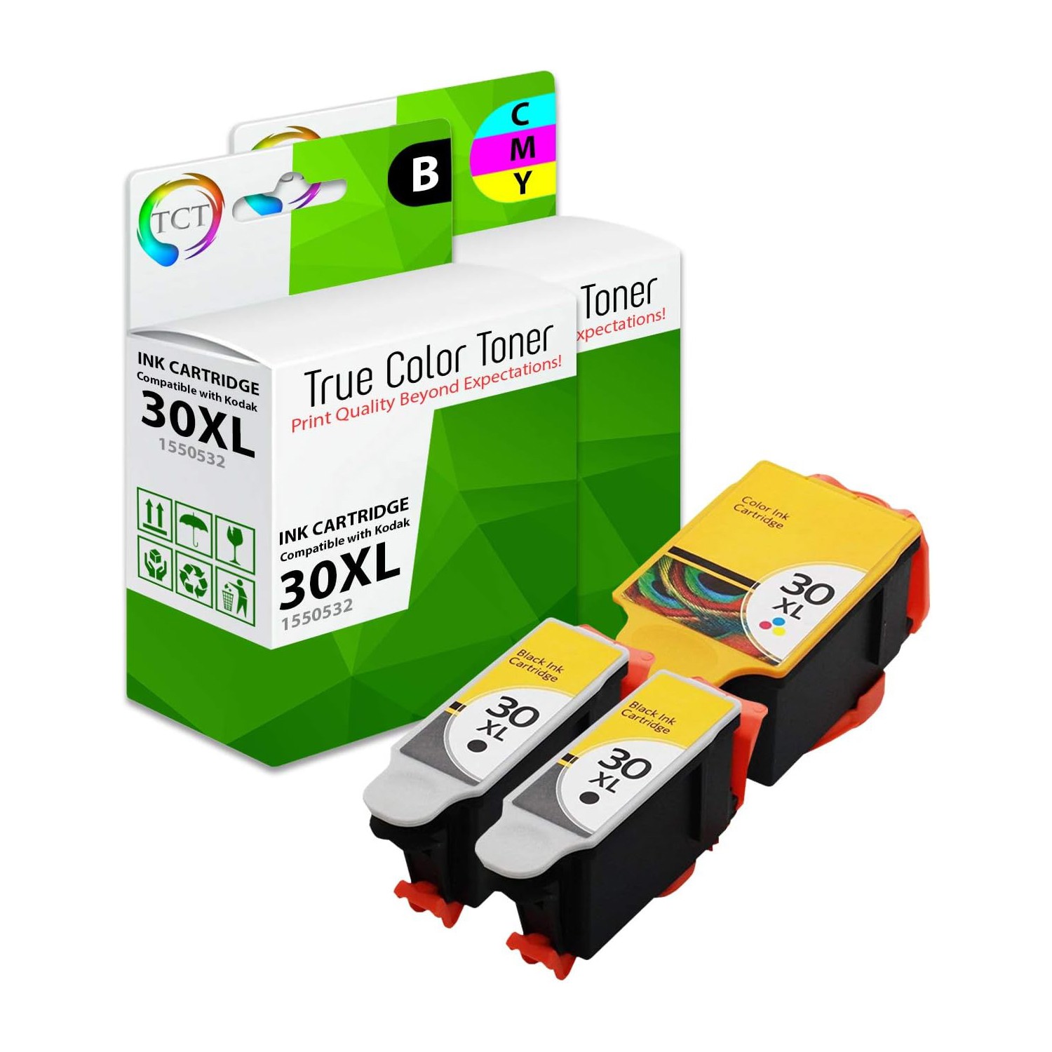 3Pk TCT Compatible For Kodak 30XL Combo Black & Color ESP C310 C315 Hero 3.1 Ink