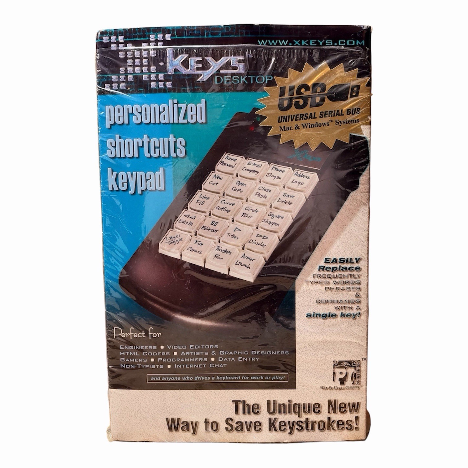X-keys Desktop USB 20 Keys Personalized Shortcuts Keypad New Open Box