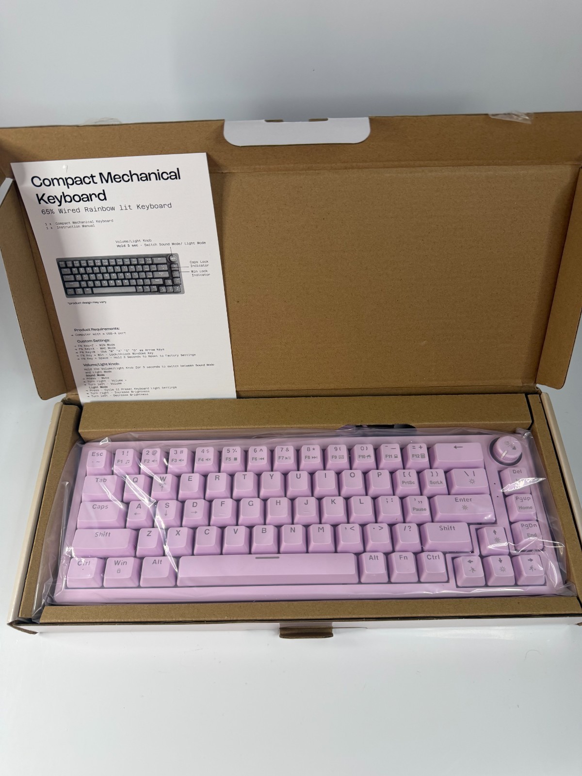 NORTH Compact Mechanical Keyboard 65% Wired Rainbow Lit Keyboard New Open Box