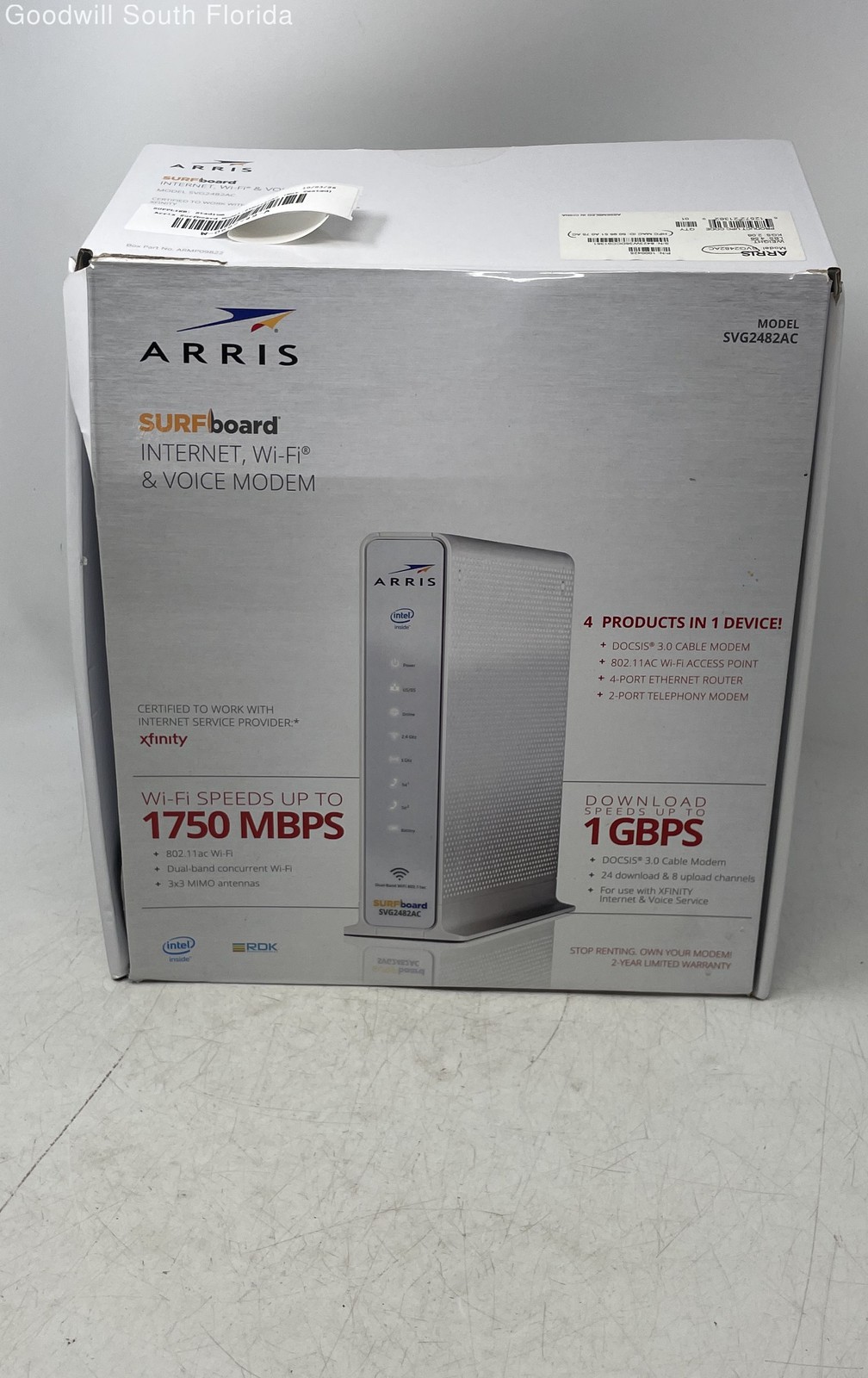 Arris Surfboard SVG2482AC White DOCSIS 3.0 Cable Modem With Box Not Tested