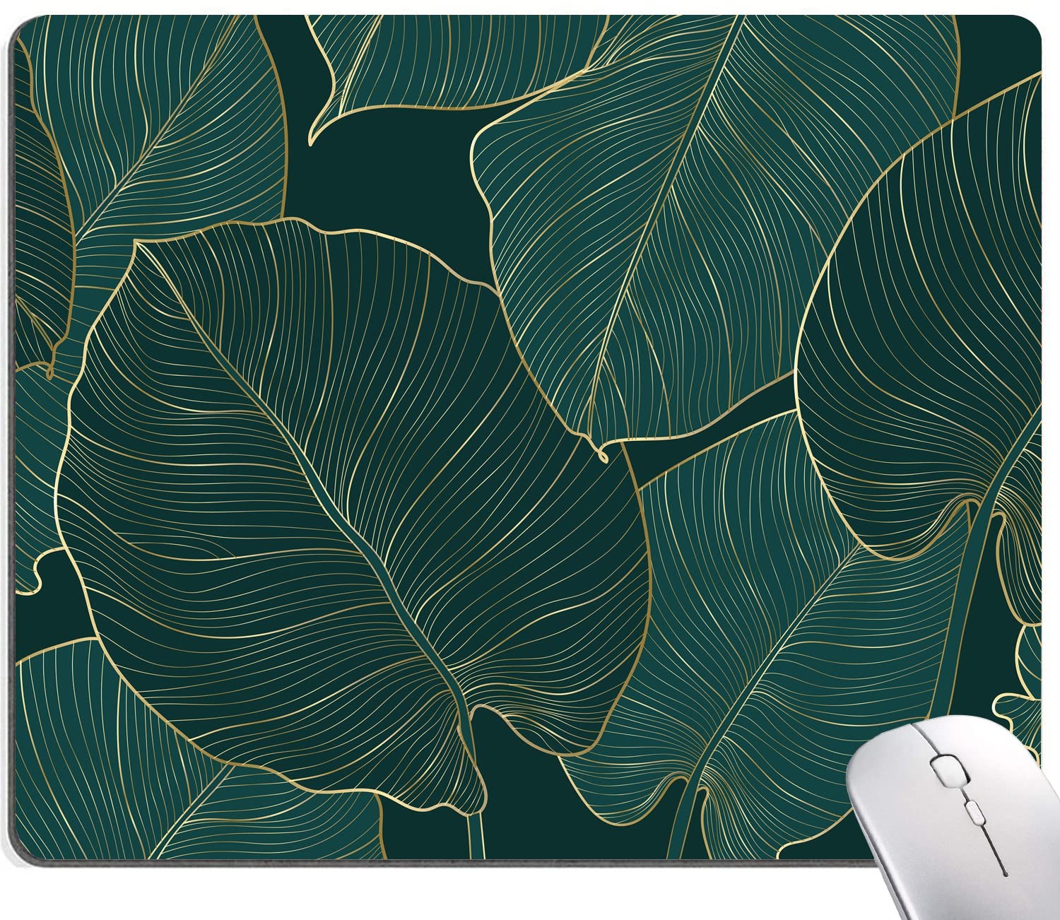 Pad, Green Leaves Pad Rectangle Custom Designs, Waterproof Anti-Slip Mousepad...