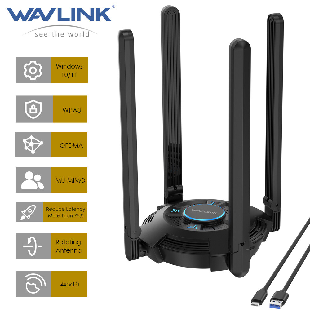 WAVLINK WIFI6 Wireless Adapter USB 3.0 WIFI Dongles for PC Desktop Network Card