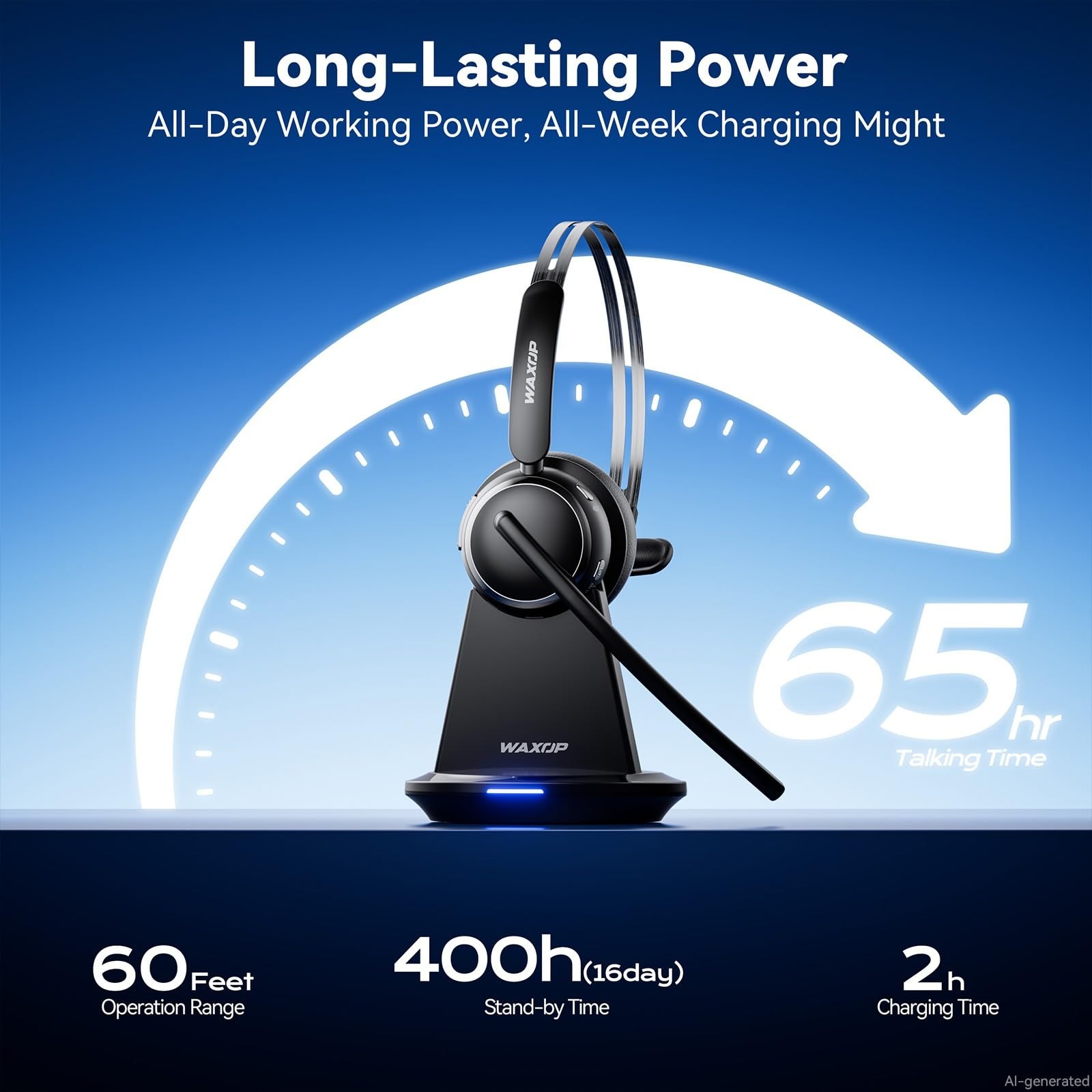 Wireless Headset with Mic for Work, Bluetooth 6.0 Headset
