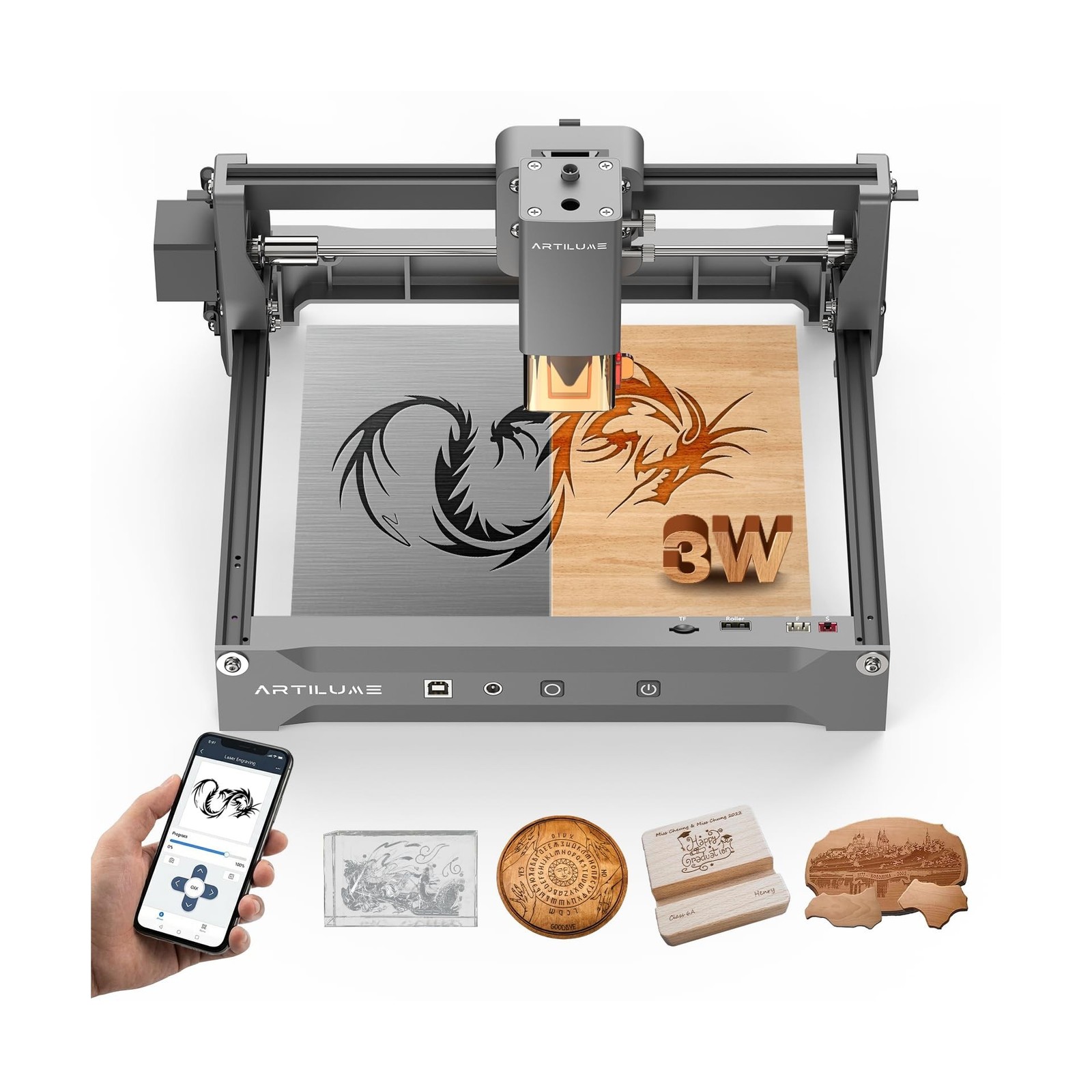 U1 Laser Engraver & Cutter Machine with 200x150mm Area,LightBurn Compatible,3...