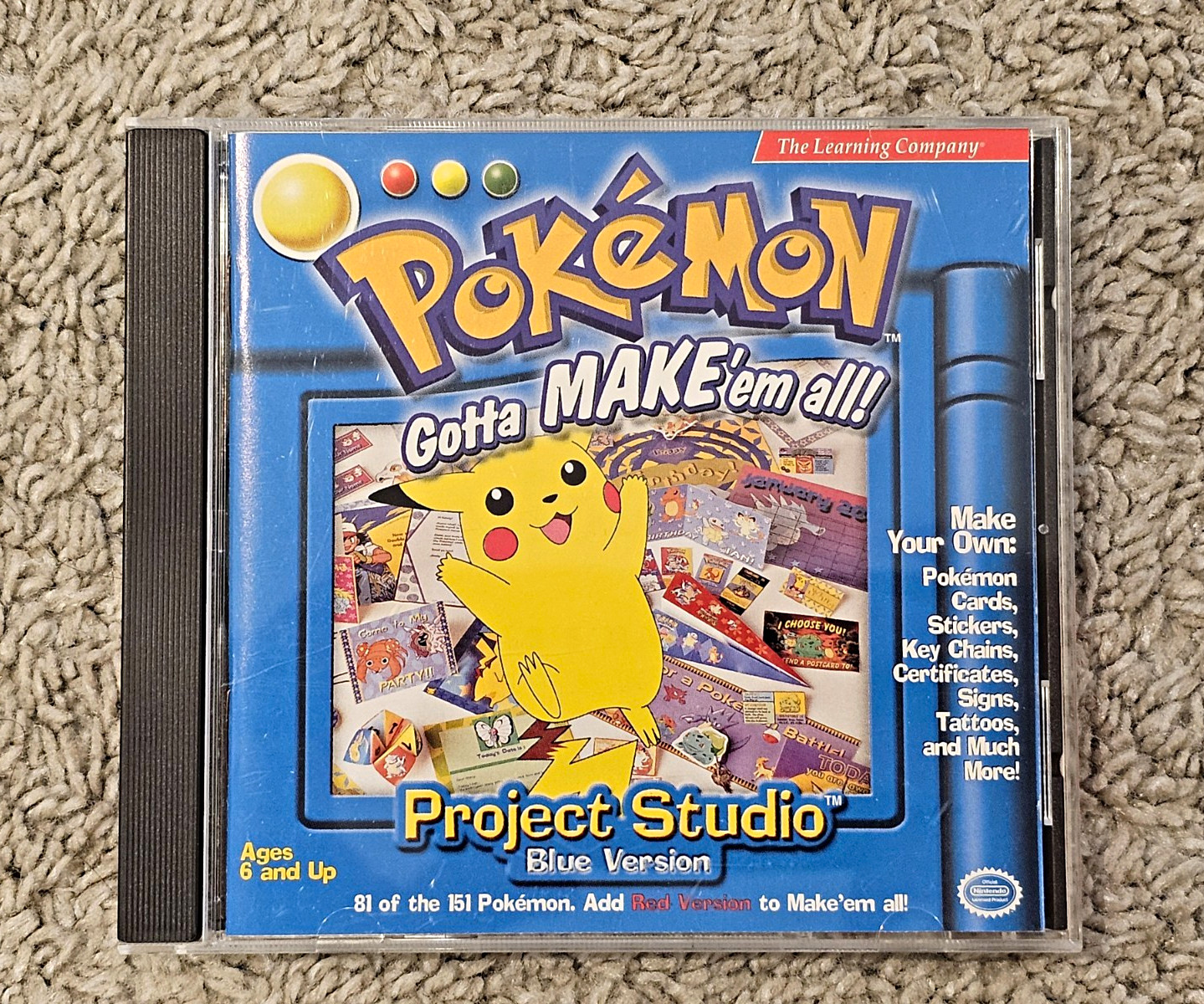 The Learning Company Pokémon Project Studio Blue Version CD-ROM Windows 95/98