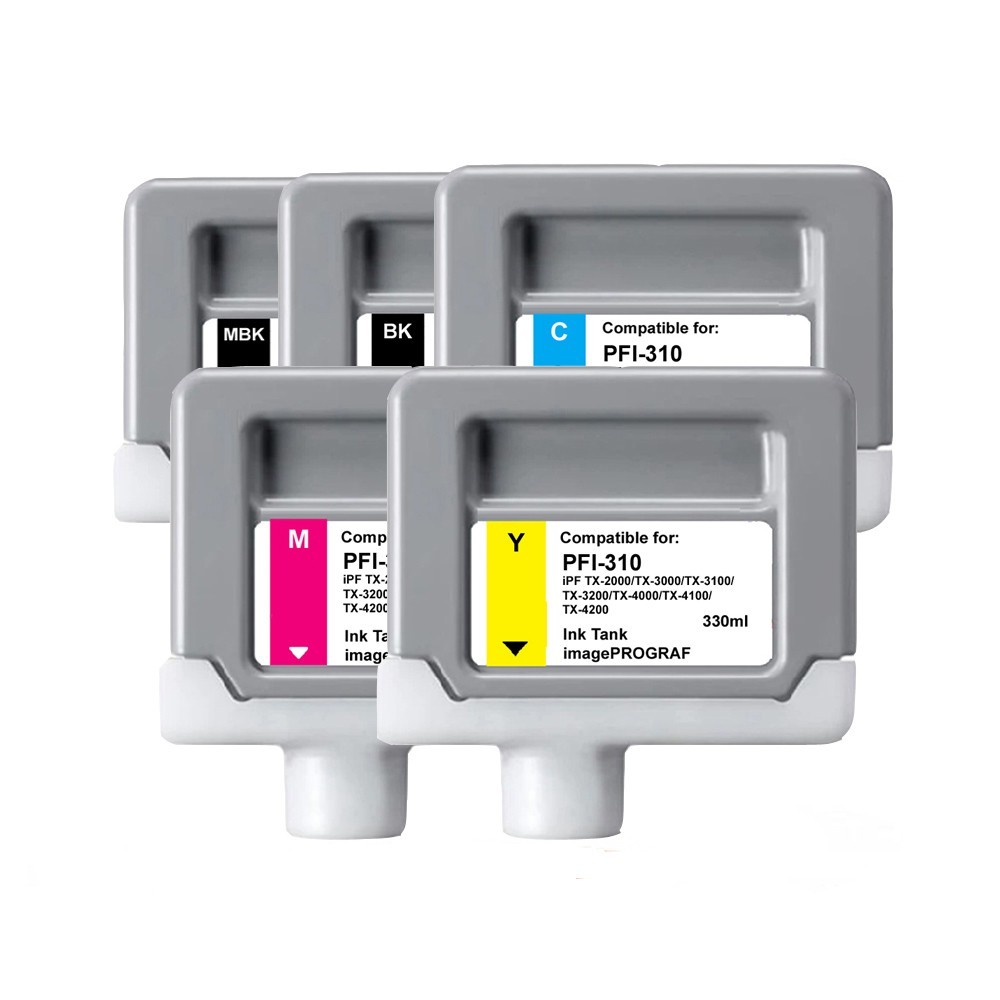 5 Pack PFI-310 Ink Tank for Canon IPF TX-2000 TX- 4000 TX-4100 TX-4200 PFI710