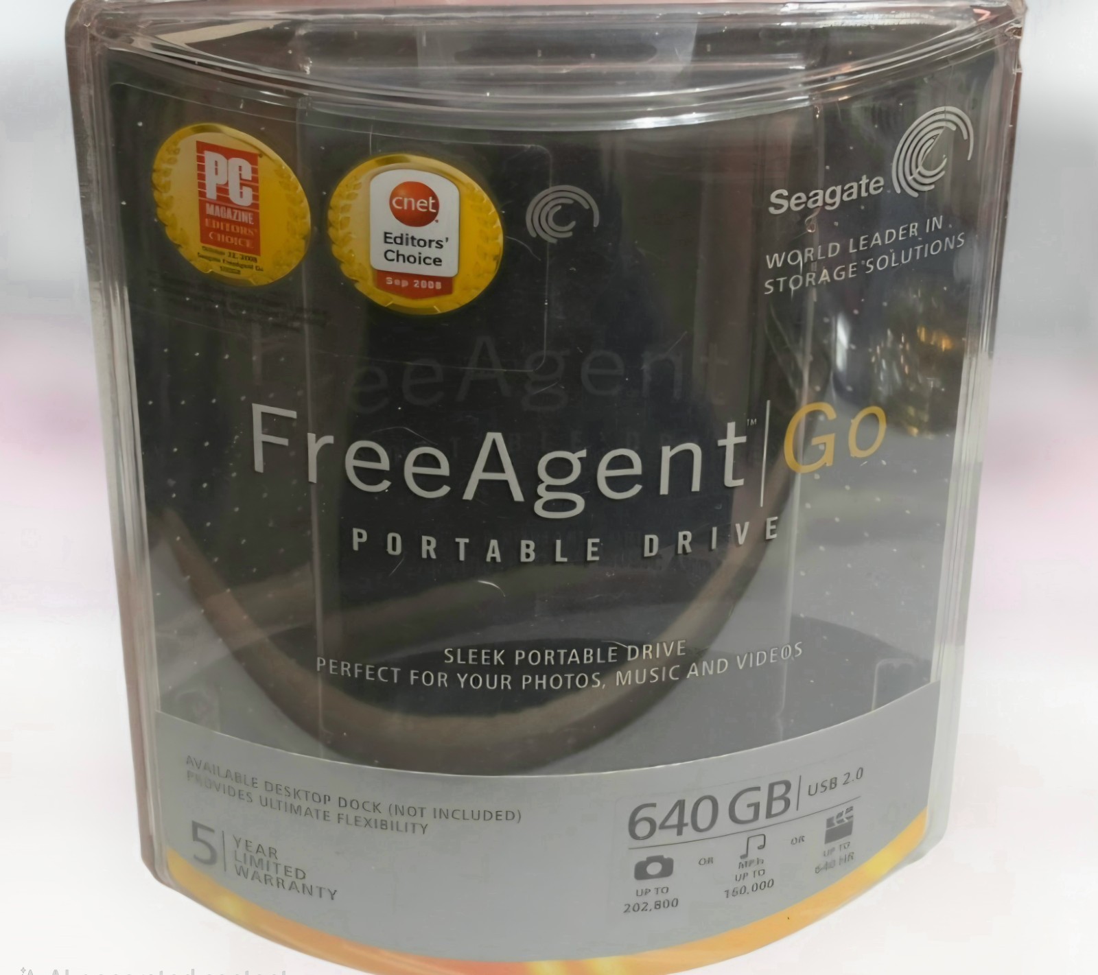 NEW SEALED Seagate FreeAgent Go 640GB Portable External Hard Drive Black USB 2.0