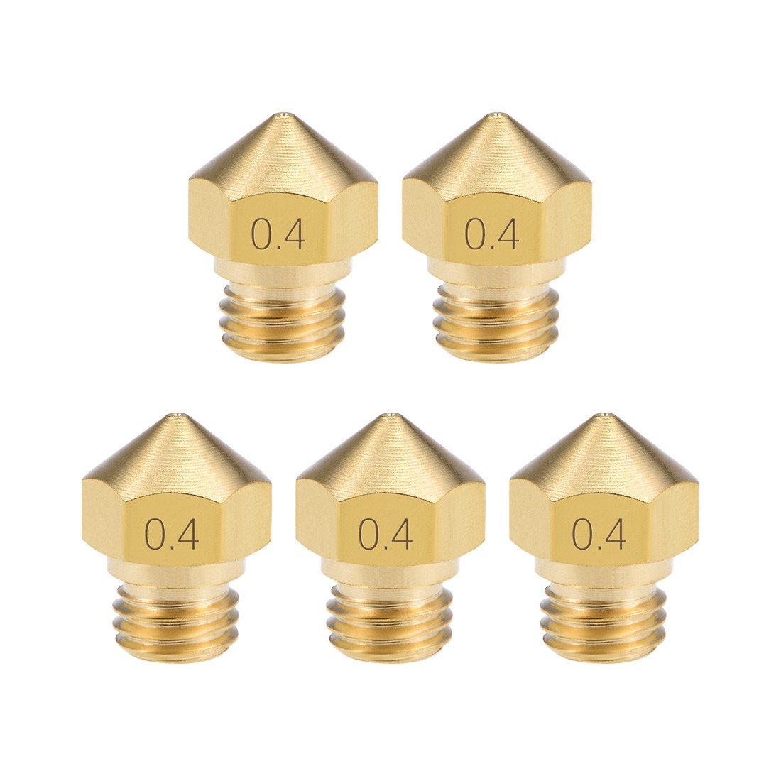 0.4mm 3D Printer Nozzle Head M7 Thread MK10 1.75mm Extruder Print, Brass 5pcs