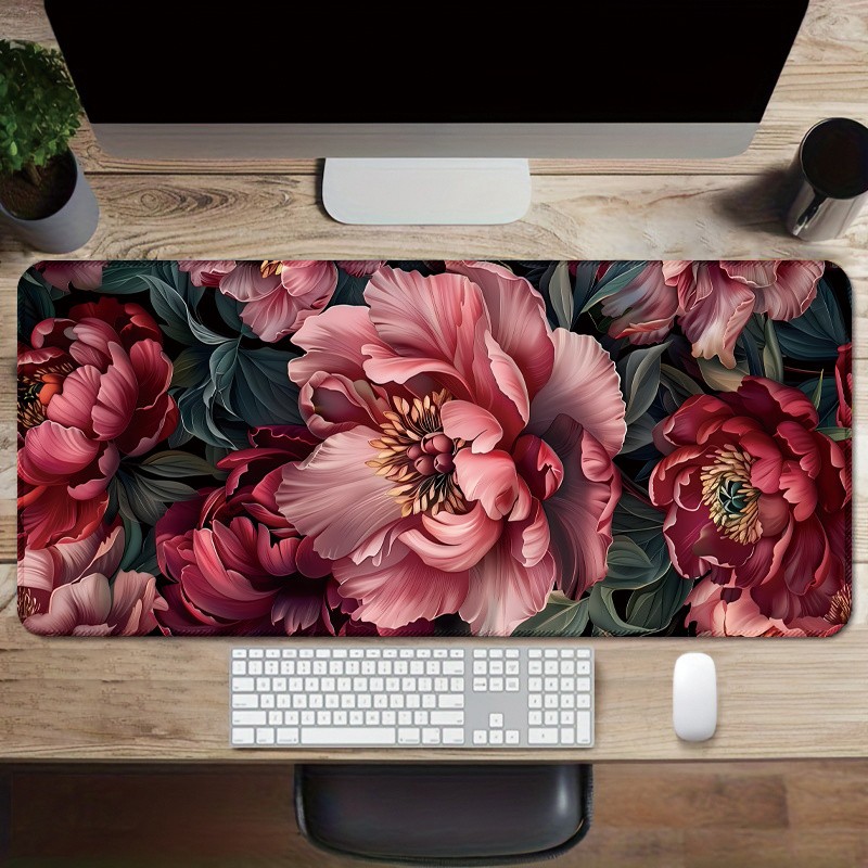 Print Floral Desk Mat with Sophisticated Design Large Pad Non-Slip Rubber Base▧
