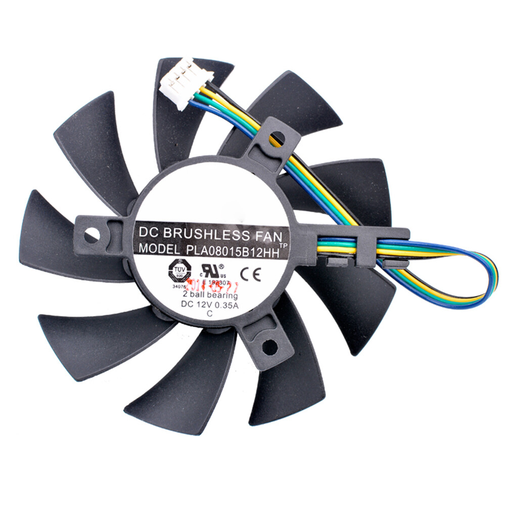 75mm For PLA08015B12HH 12V 0.35A Double ball Graphics card cooling fan 4Pin 2Pin