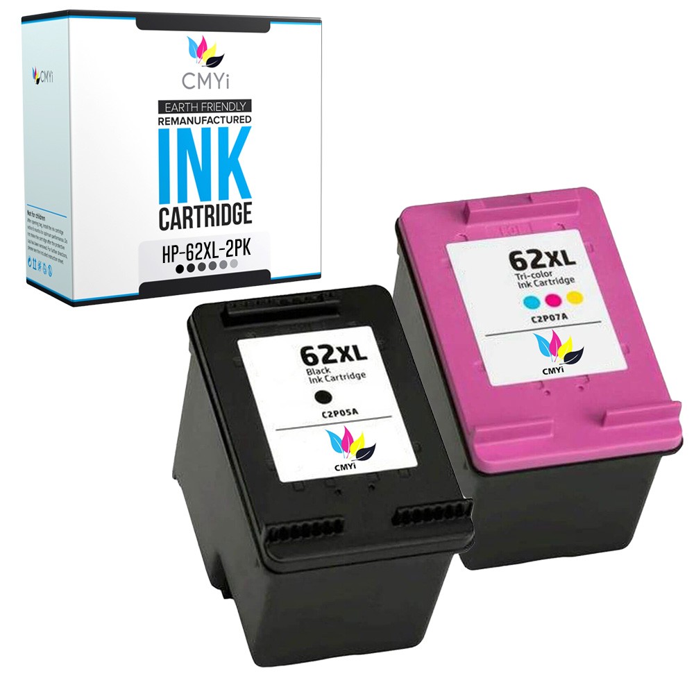 2-Pack CMYi Replacement 62XL Ink Cartridges for HP OfficeJet 5740 5742 Envy 7645