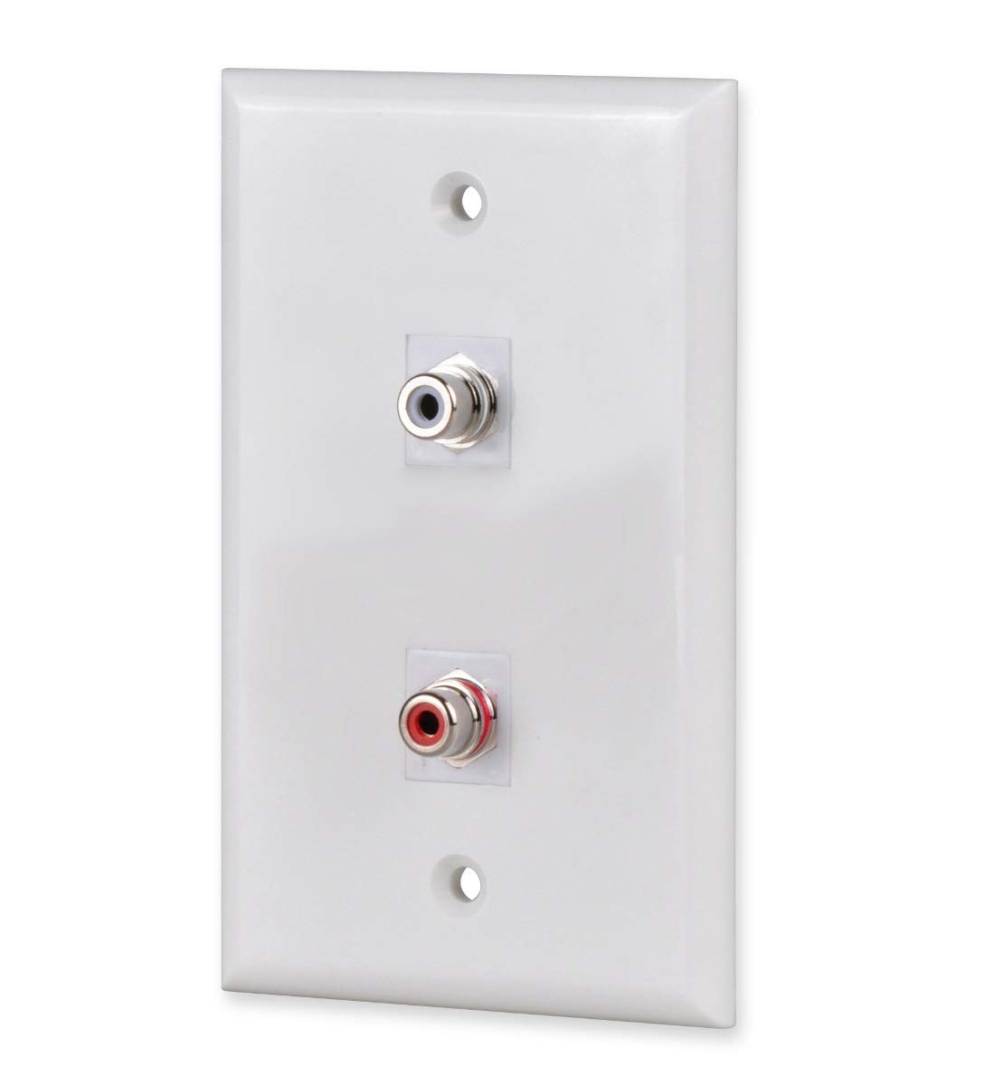 White 2Port RCA Wall Plate Removable Keystone Jack Stereo Speaker Insert