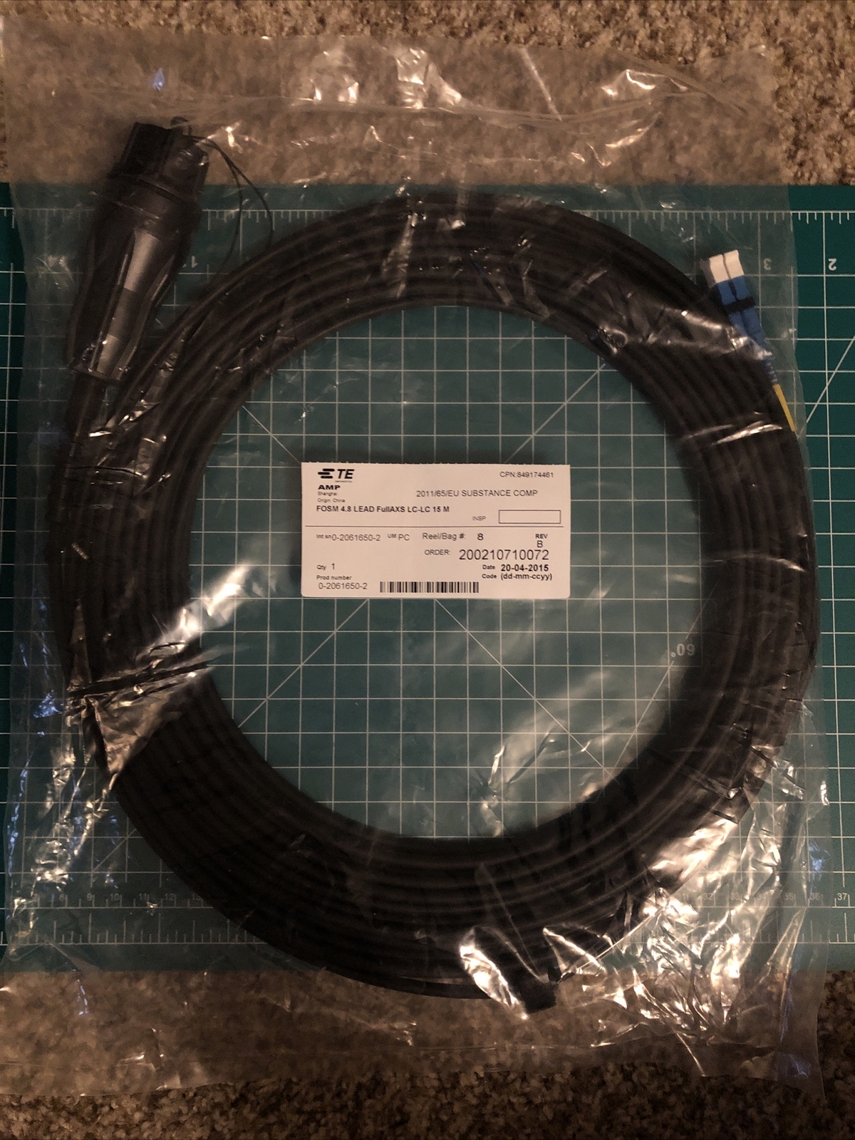 TE Connectivity 0-2061650-1 FullAXS LC-LC 15 M Fiber Optic Cable FOSM 4.8mm