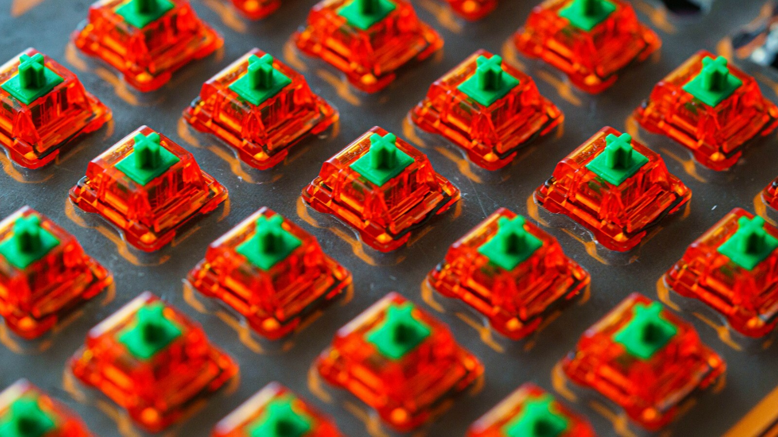 Hand Lubed and Filmed C3 Equalz Tangerine Linear Switches 67g (90 Count)
