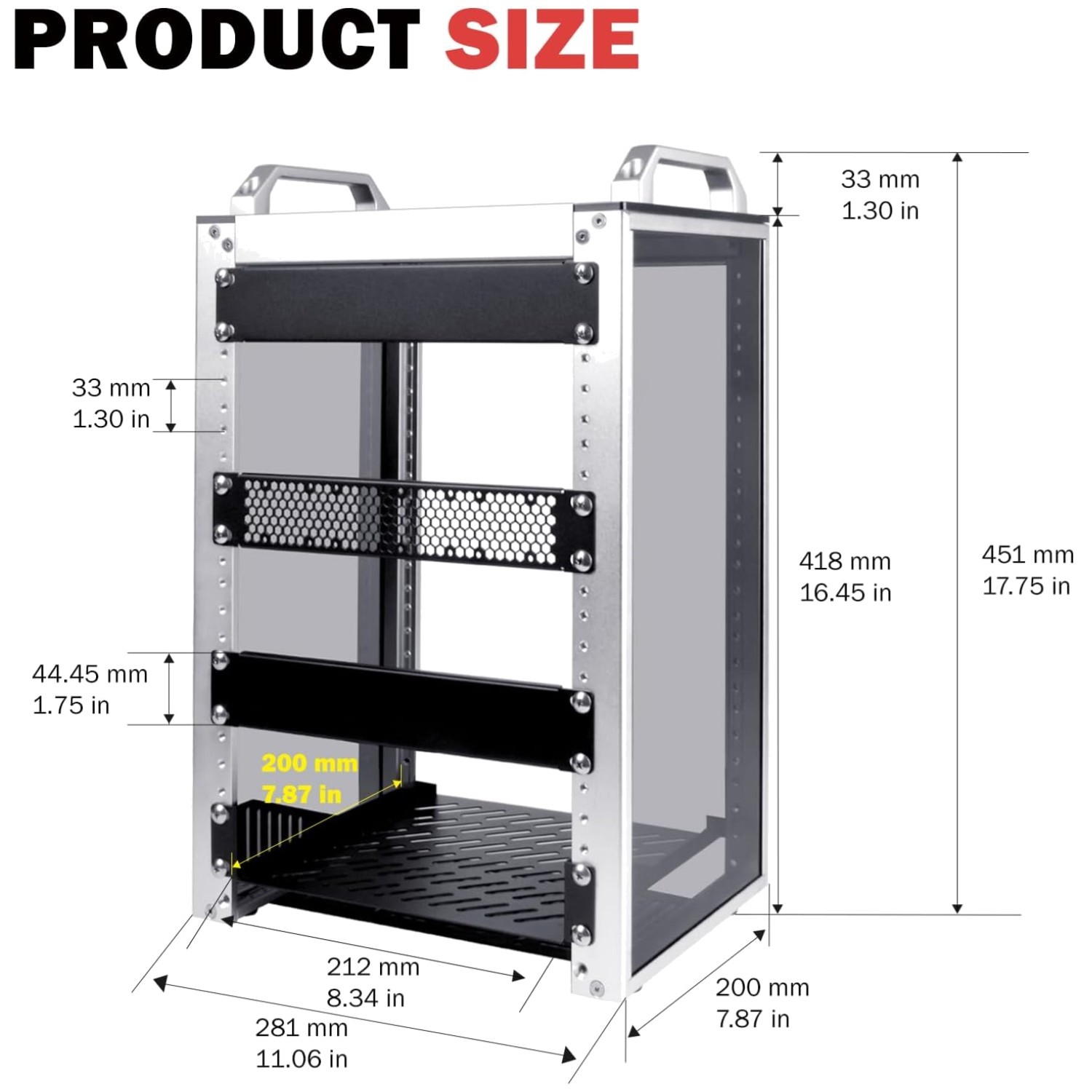 DeskPi RackMate T1 Rackmount - 7.87" Depth, Silver Color